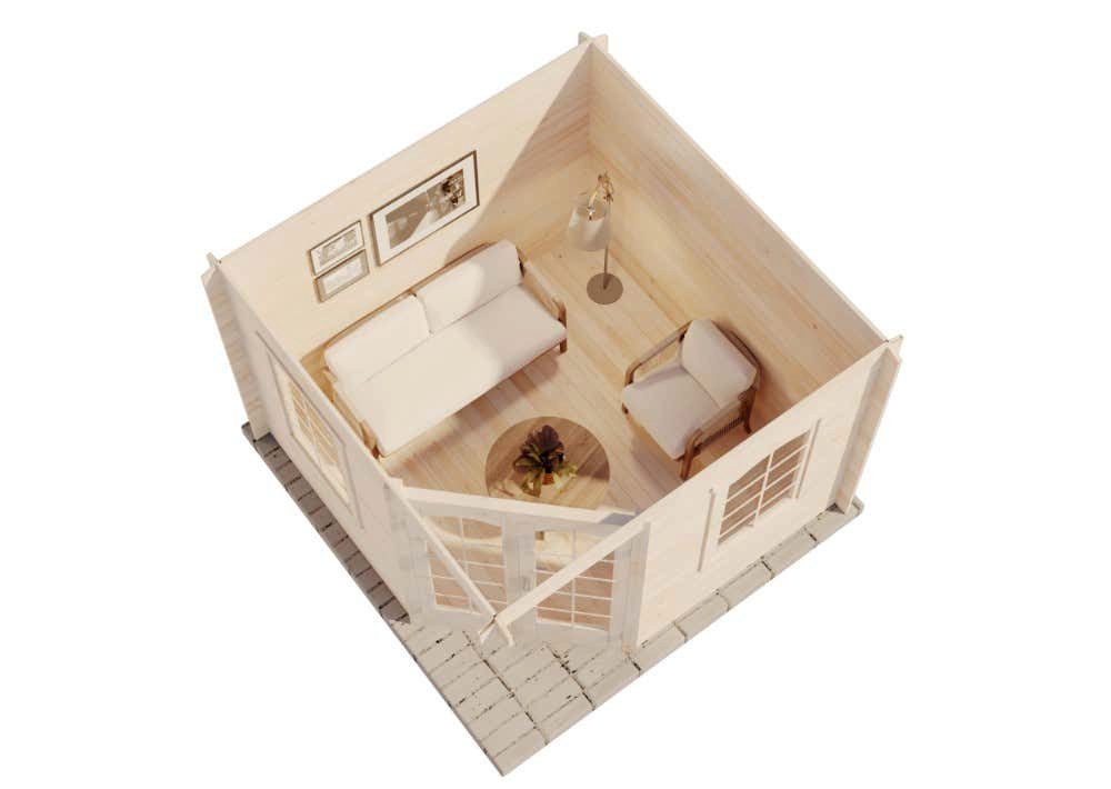 Alpholz Gartenhaus Holz 5-Eck Viking, BxT: 326x326 cm, in Naturbelassen mit 28mm Wandstärke