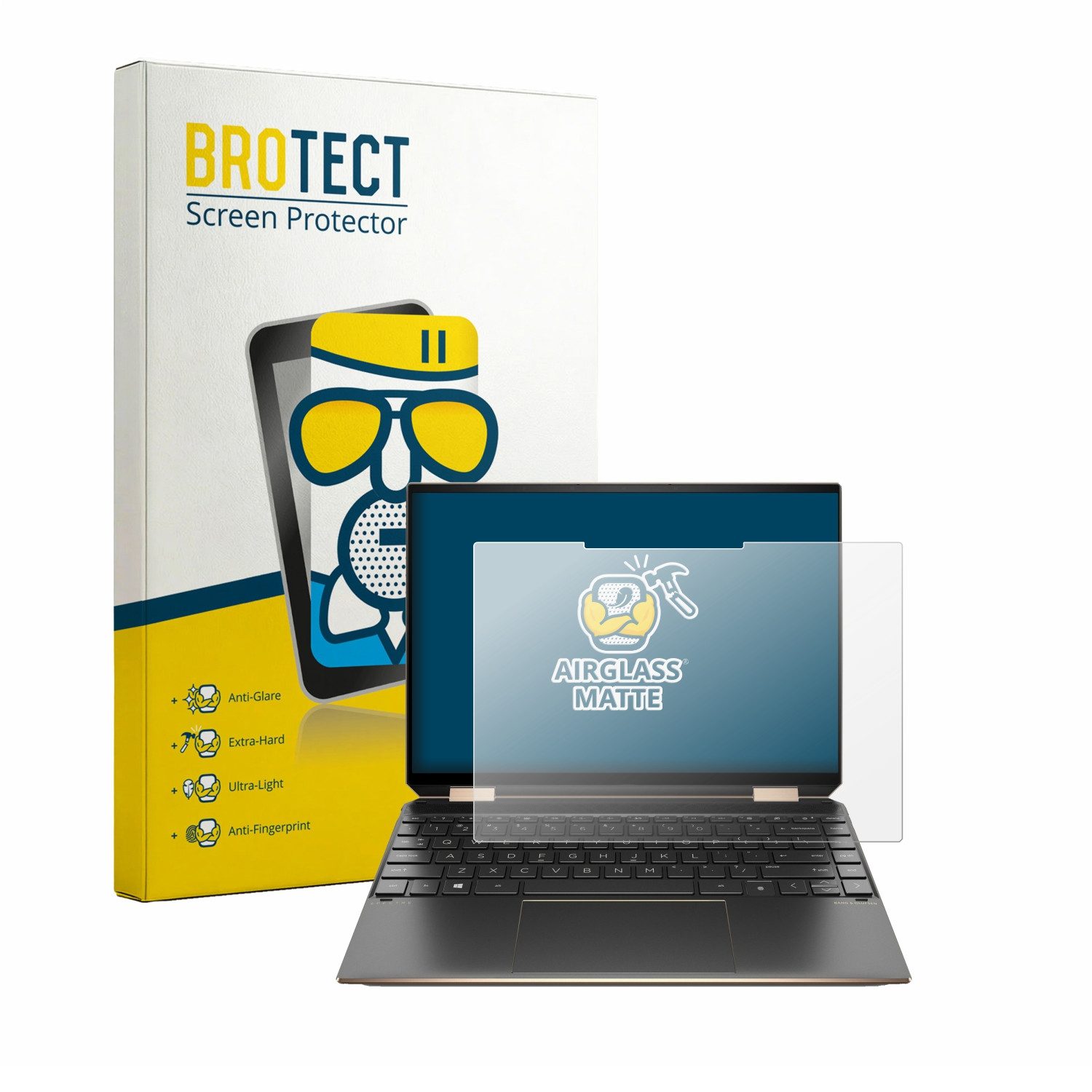 BROTECT Displayschutzglas Folie für HP Spectre x360 2-in-1 14-ef2000 13.5", Schutzfolie Glas Panzer Display Schutz matt