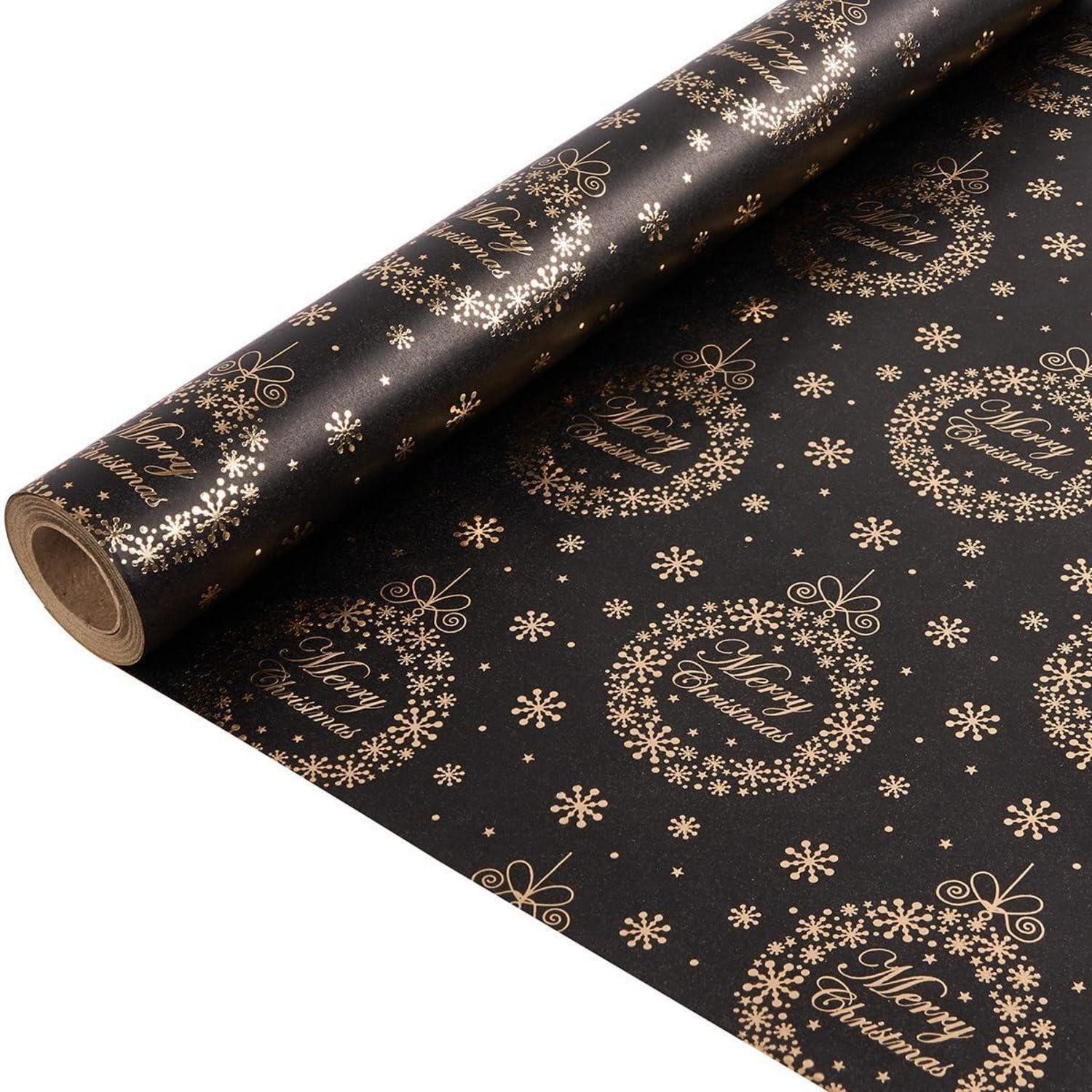 LuxusKollektion Geschenkpapier Geschenkpapier Weihnachten Schwarz 10x43cm