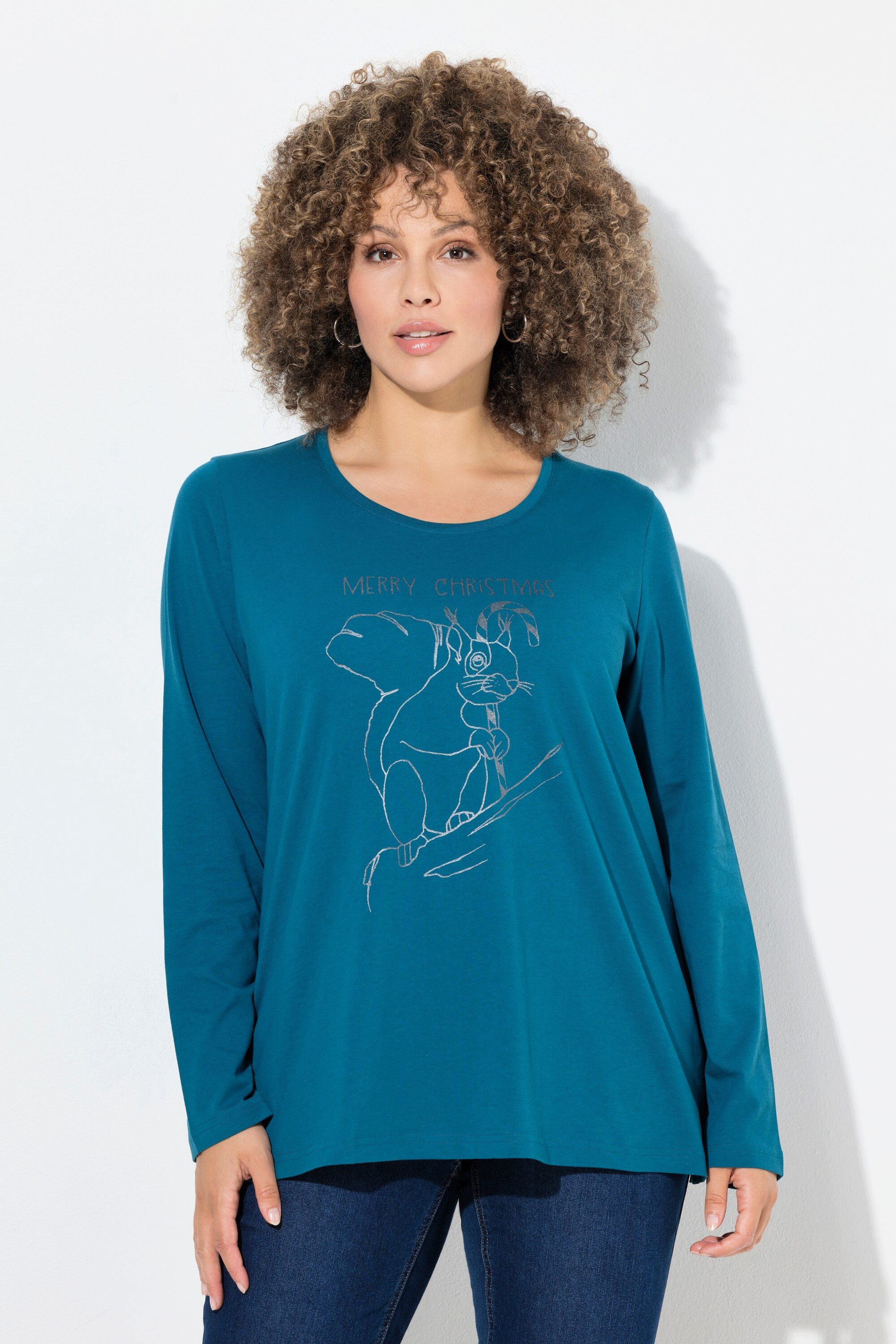 Longsleeve Shirt Weihnachtsmotiv Classic Rundhals Langarm