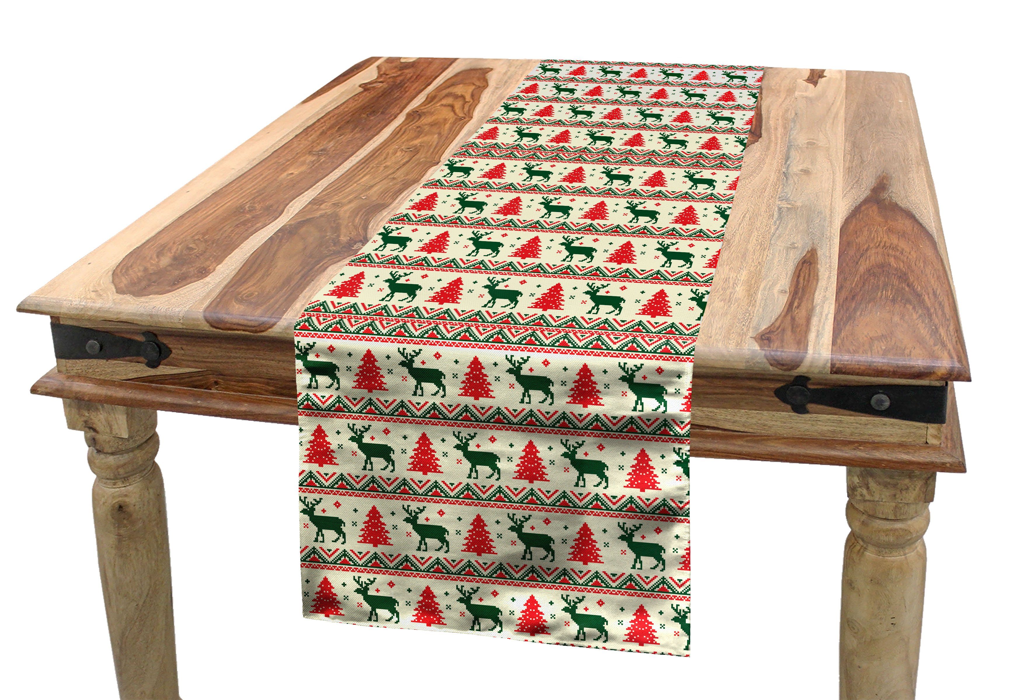 Abakuhaus Tischläufer, Dekorativer Esszimmer Weihnachten Pixel Art nordisch Rechteckiger Tischläufer Küche