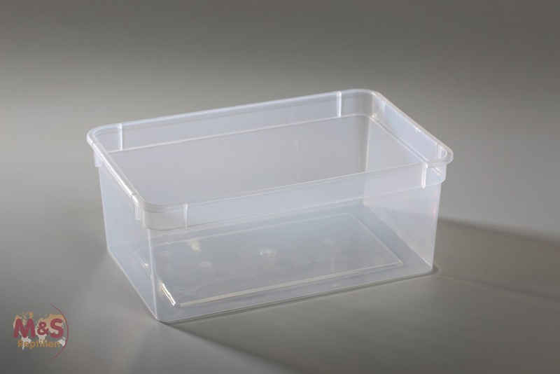 M&S Reptilien Terrarium Kunststoffbox transparent, klein (18x12x7,5 cm) OHNE Deckel