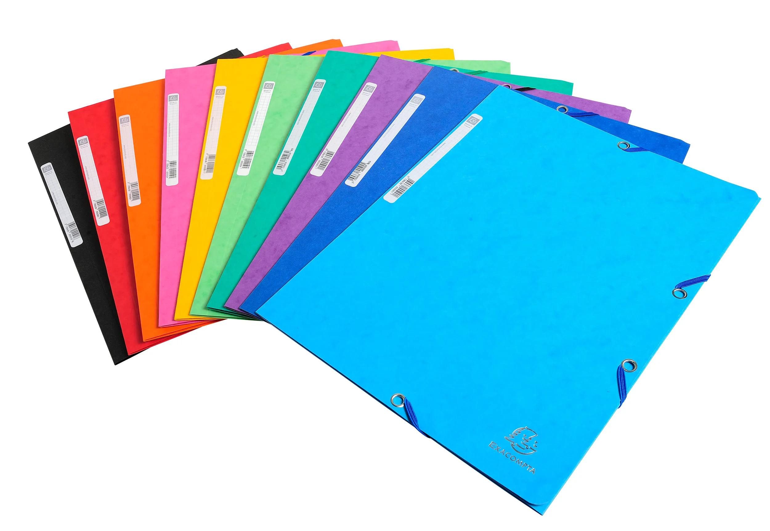 Organisationsmappe 50x Sammelmappe +Gummizug 3 Klappen Etikett Karton A4 sortiert 55500E