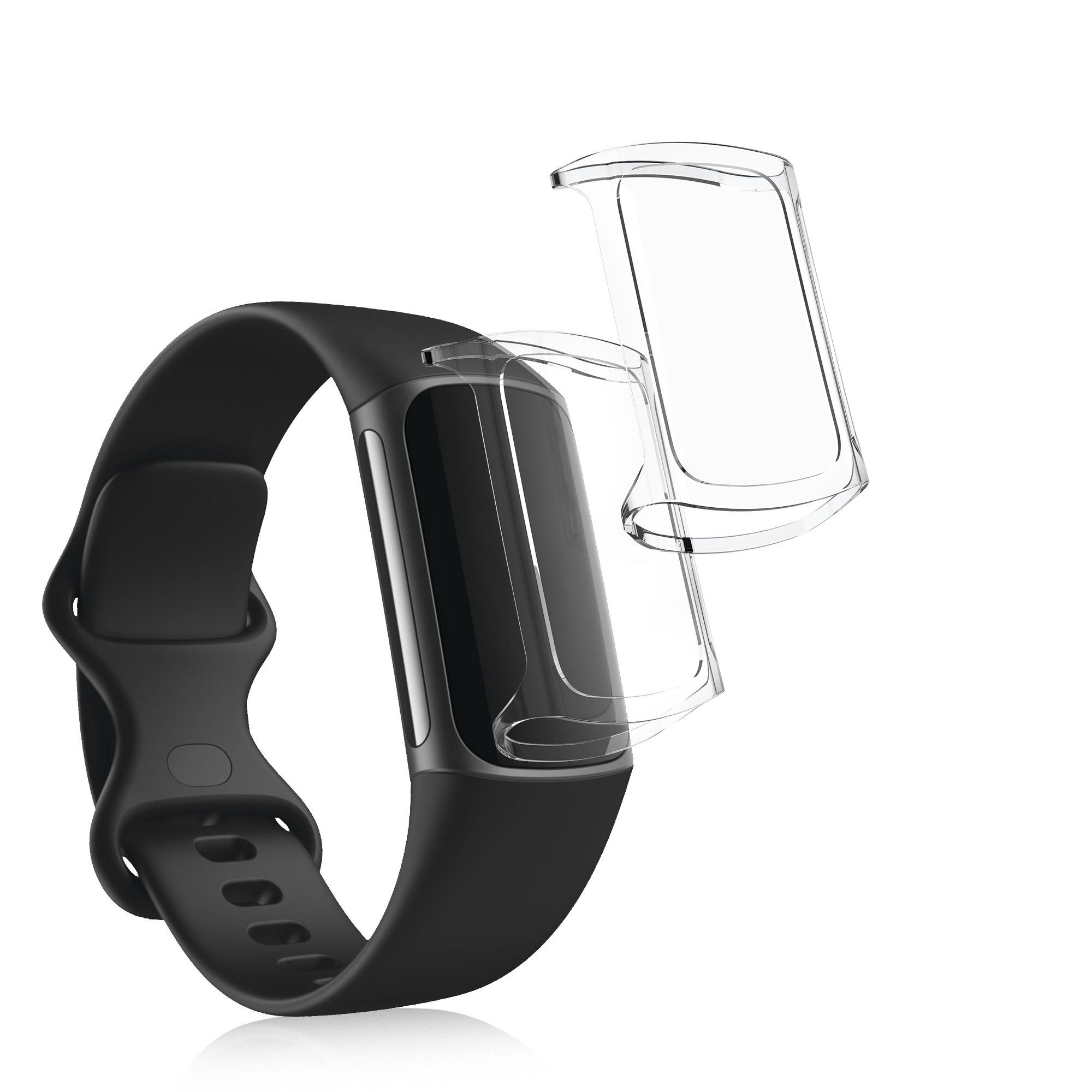 kwmobile 2x Silikon Hülle für Fitbit Charge 6 / Charge 5 Smartwatch, 2-tlg., Schutzhülle Fullbody Display Cover Set aus Silikon