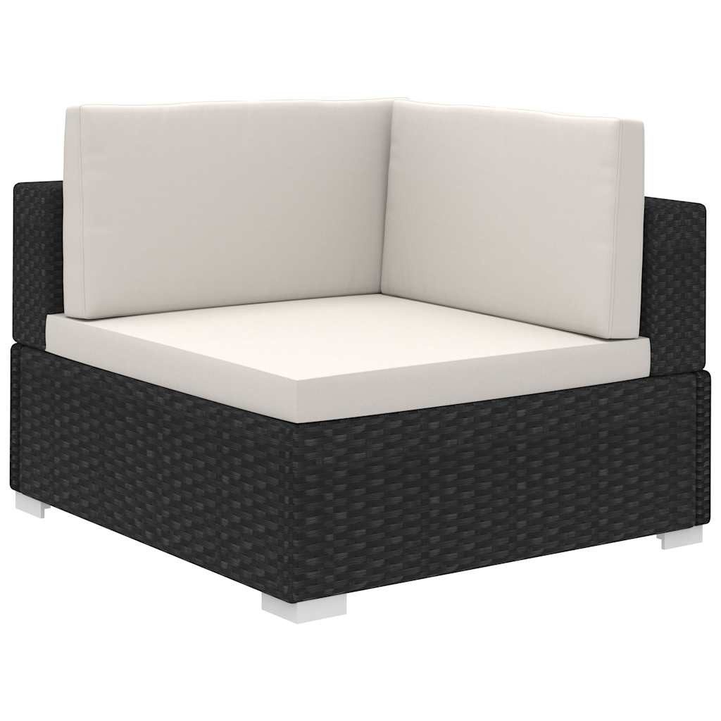 vidaXL Gartenlounge-Set 8-tlg. Garten-Lounge-Set mit Auflagen Poly Rattan Schwarz, (8-tlg)