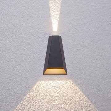 Lucande LED Außen-Wandleuchte Jendrik, LED-Leuchtmittel fest verbaut, warmweiß, Modern, Aluminium, Glas, grafit, 2 flammig, inkl. Leuchtmittel