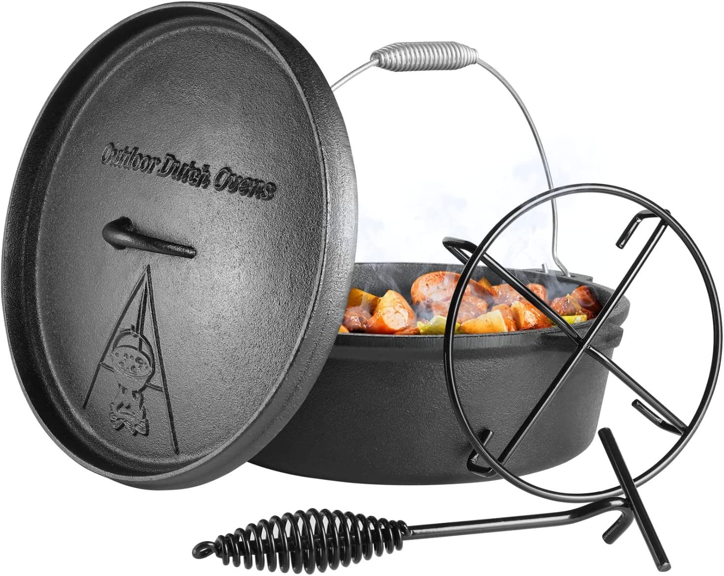 Femor Feuertopf, Dutch Oven Set, Gusseisen Topf, Bräter, ohne Füße, 3,8L