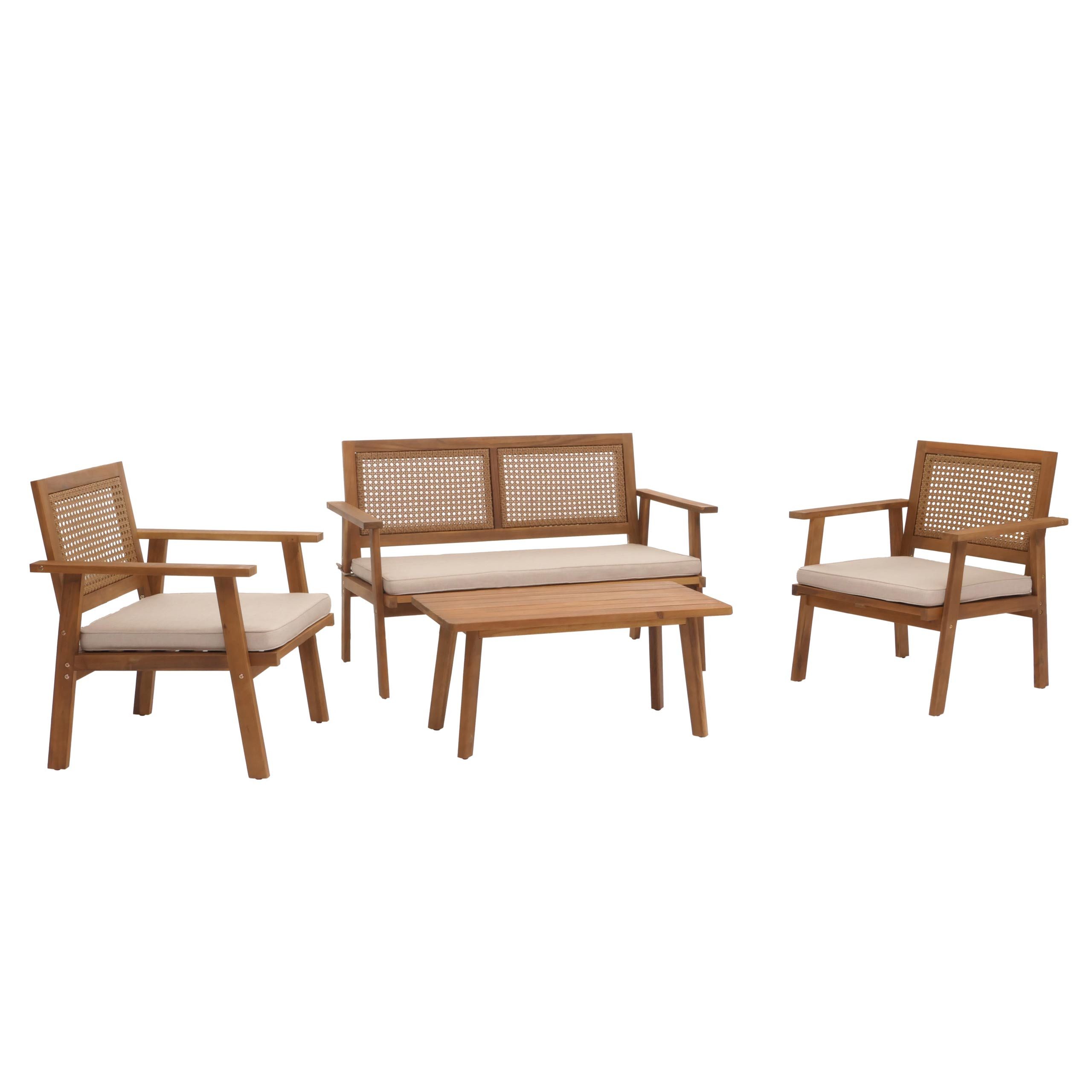 MCW Gartenlounge-Set MCW-N46, Mit dekorativem Poly-Rattan-Geflecht
