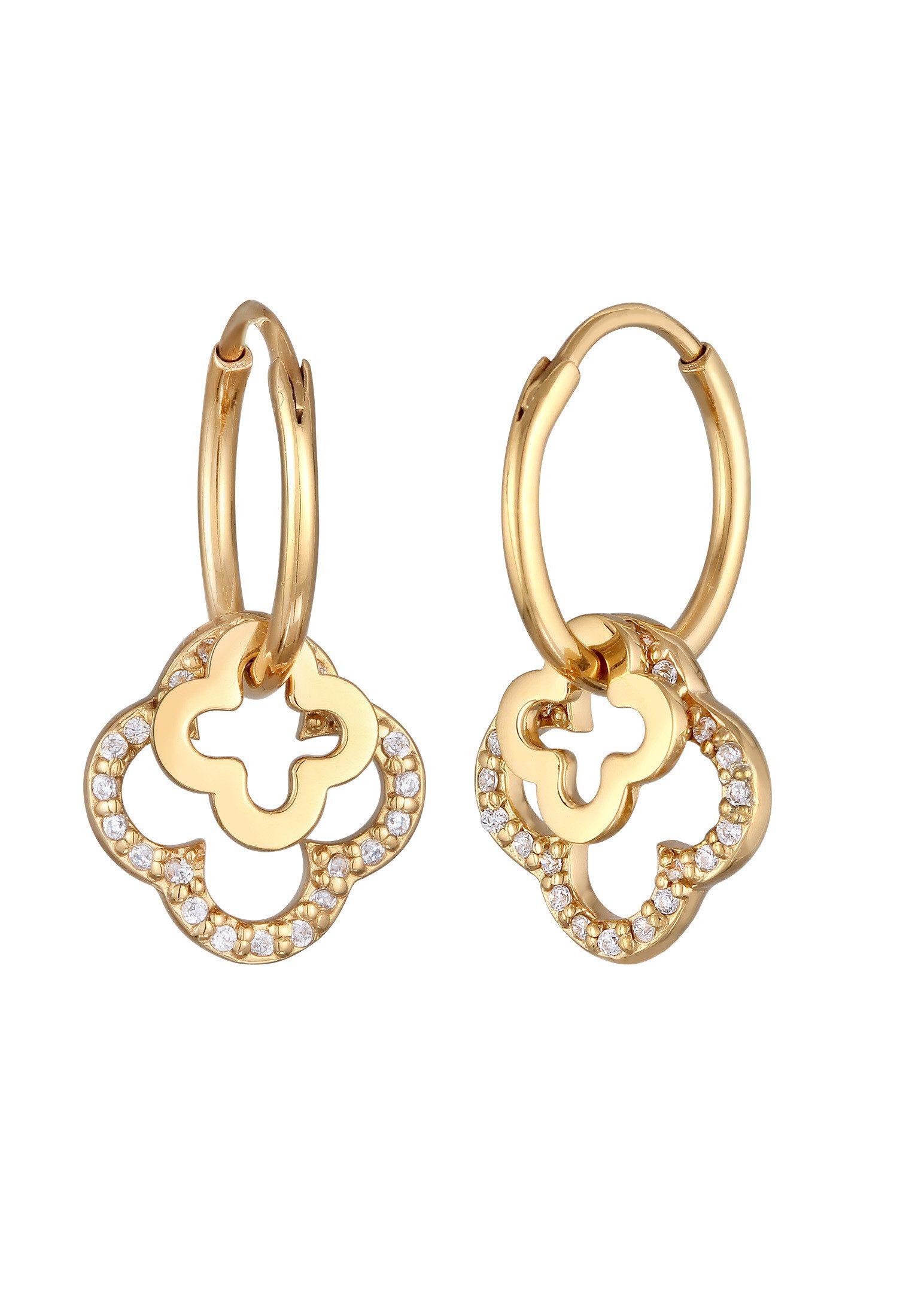 Elli Paar Creolen Creolen Kleeblatt Zirkonia Brillantschliff Weiß 925 Sterl günstig online kaufen