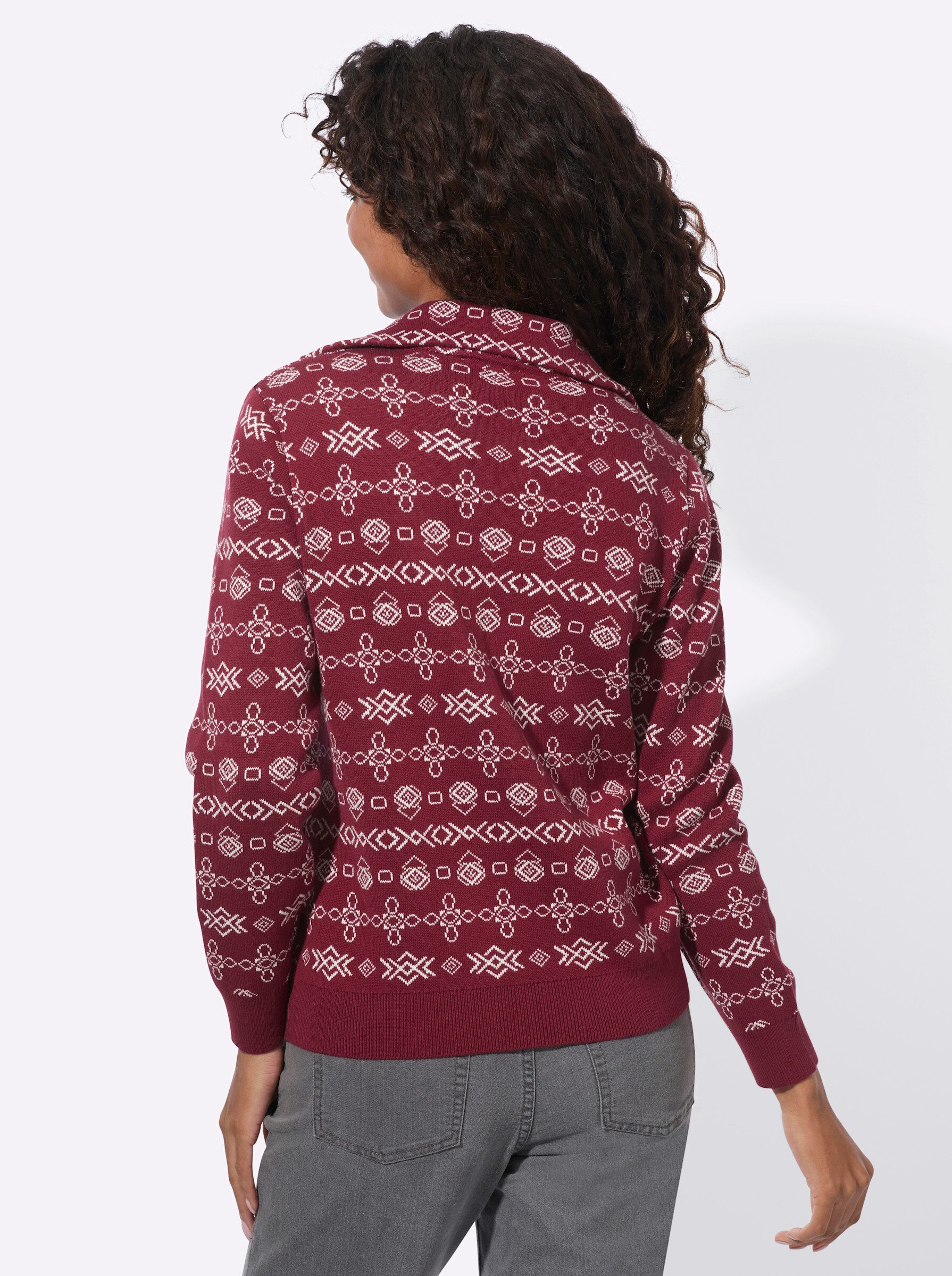 Witt Strickpullover Troyer Langarm Jacquard