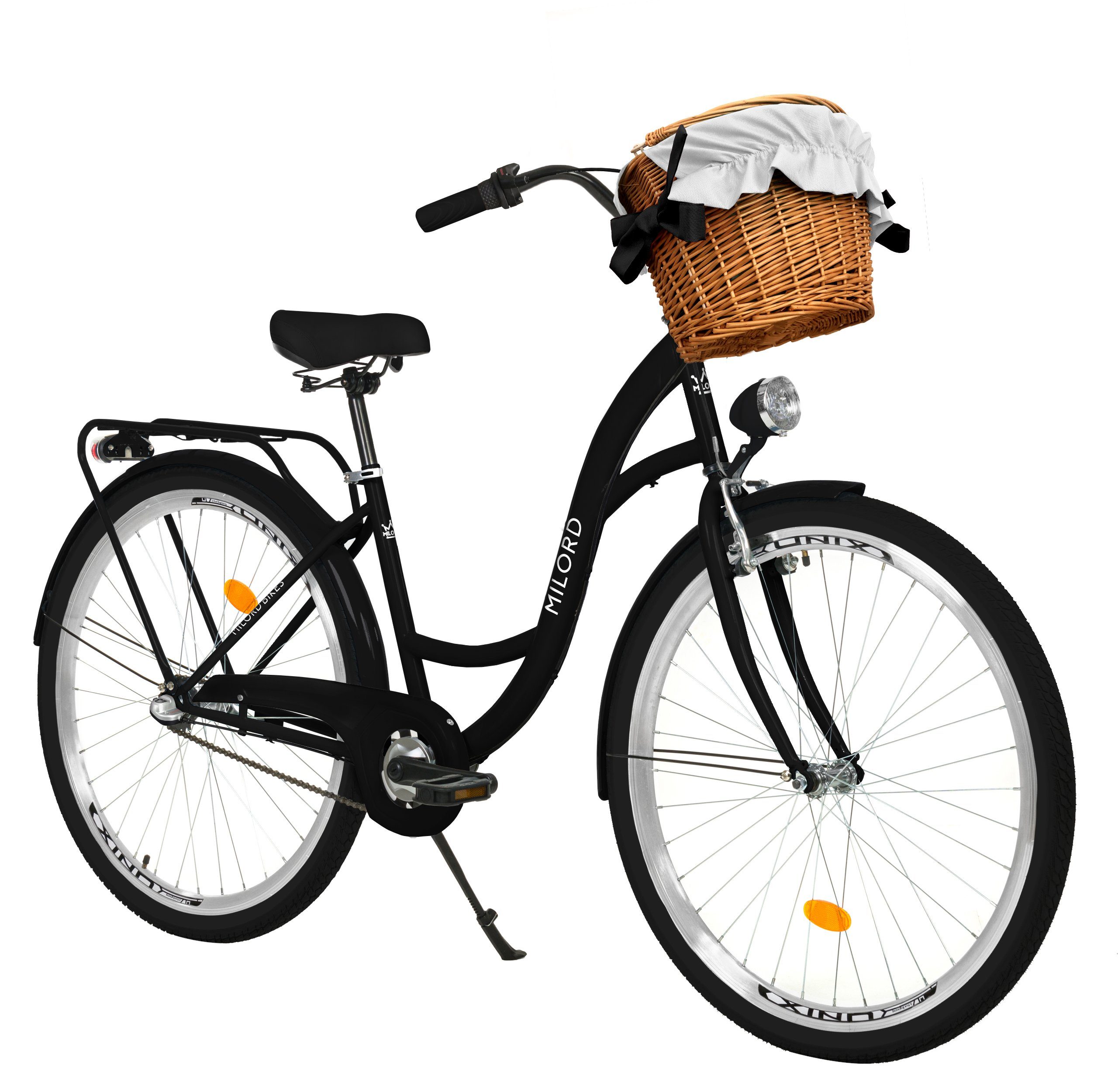 MILORD BIKES Cityrad Milord City Fahrrad Weidenkorb Damenfahrrad, 28/26 Zoll, 3-Gang, 3 Gang, Nabenschaltung