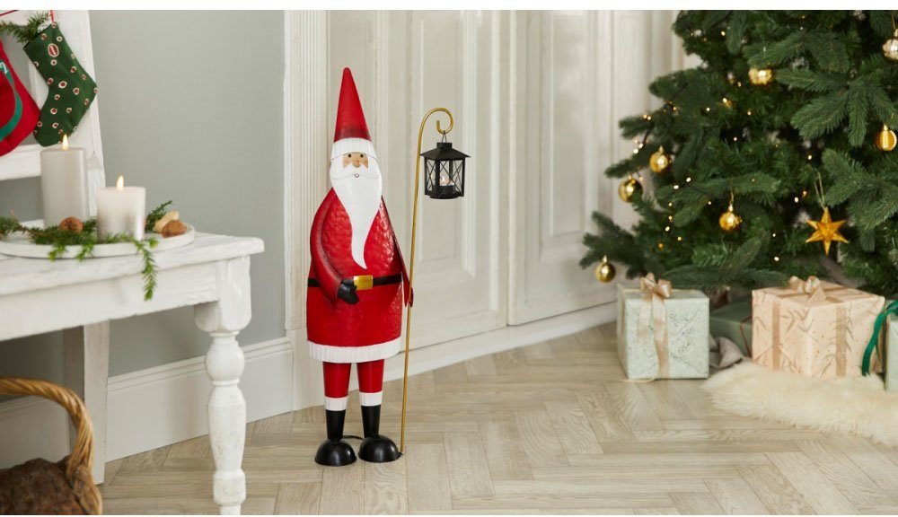 Schneider Weihnachtsfigur Santa mit St), Weihnachtsdeko Laterne, cm 68 rot (1 Höhe ca