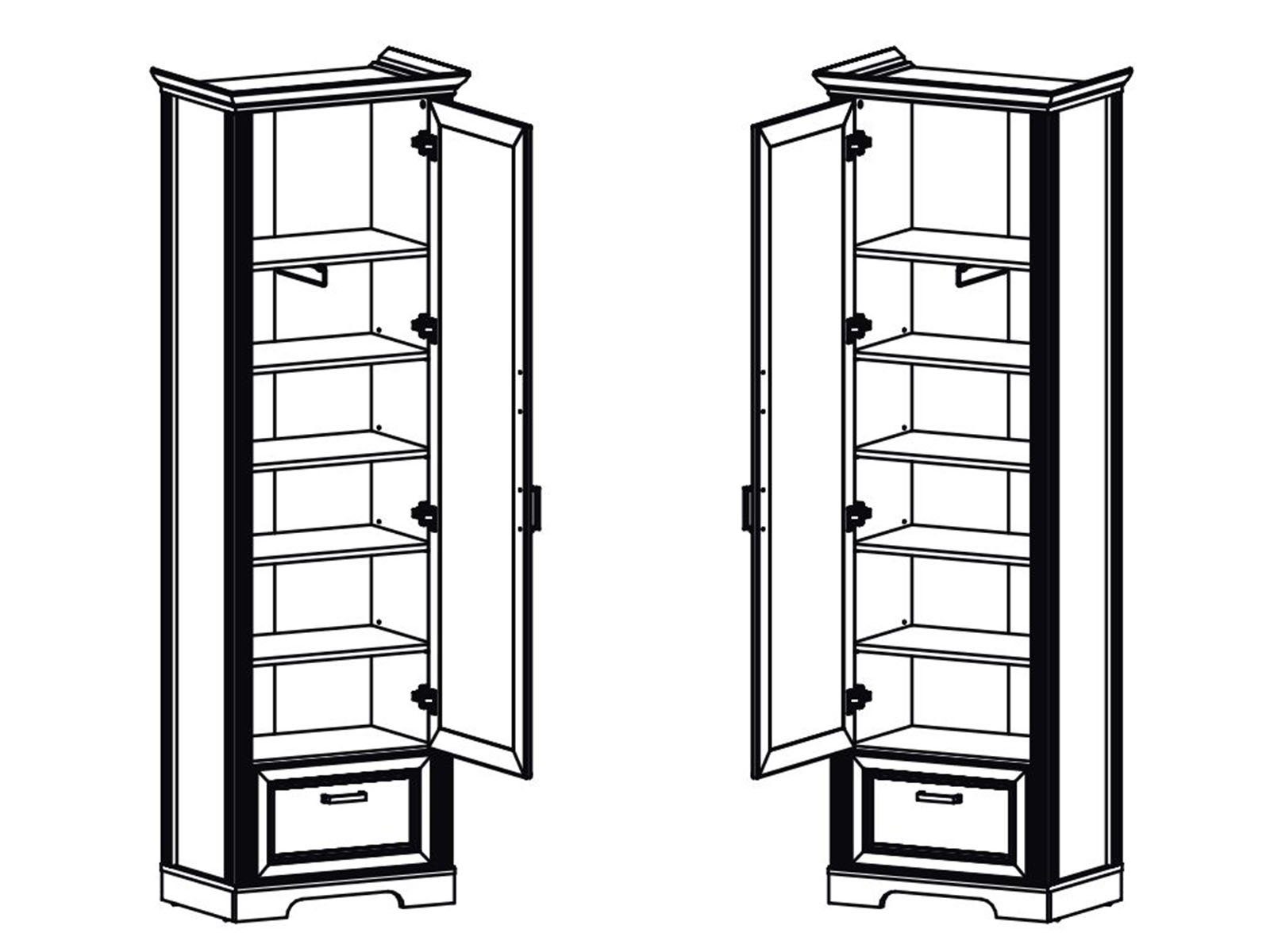 möbelando in Schubkasten, Nachbildung Landhausstil Eiche 65 1 cm Kleiderstange. und hell modernen Höhe Jasmin Artisan aus Konstruktionsboden, Front cm, mit Einlegeböden Nachbildung, Tiefe 4 Pinie-Hell Pinie Korpus Spanplatte, Absetzungen Garderobenschrank in Garderobenschrank 1 ausziehbaren Breite 1 cm, 41 mit aus 204 MDF 1 im Spiegeltür,