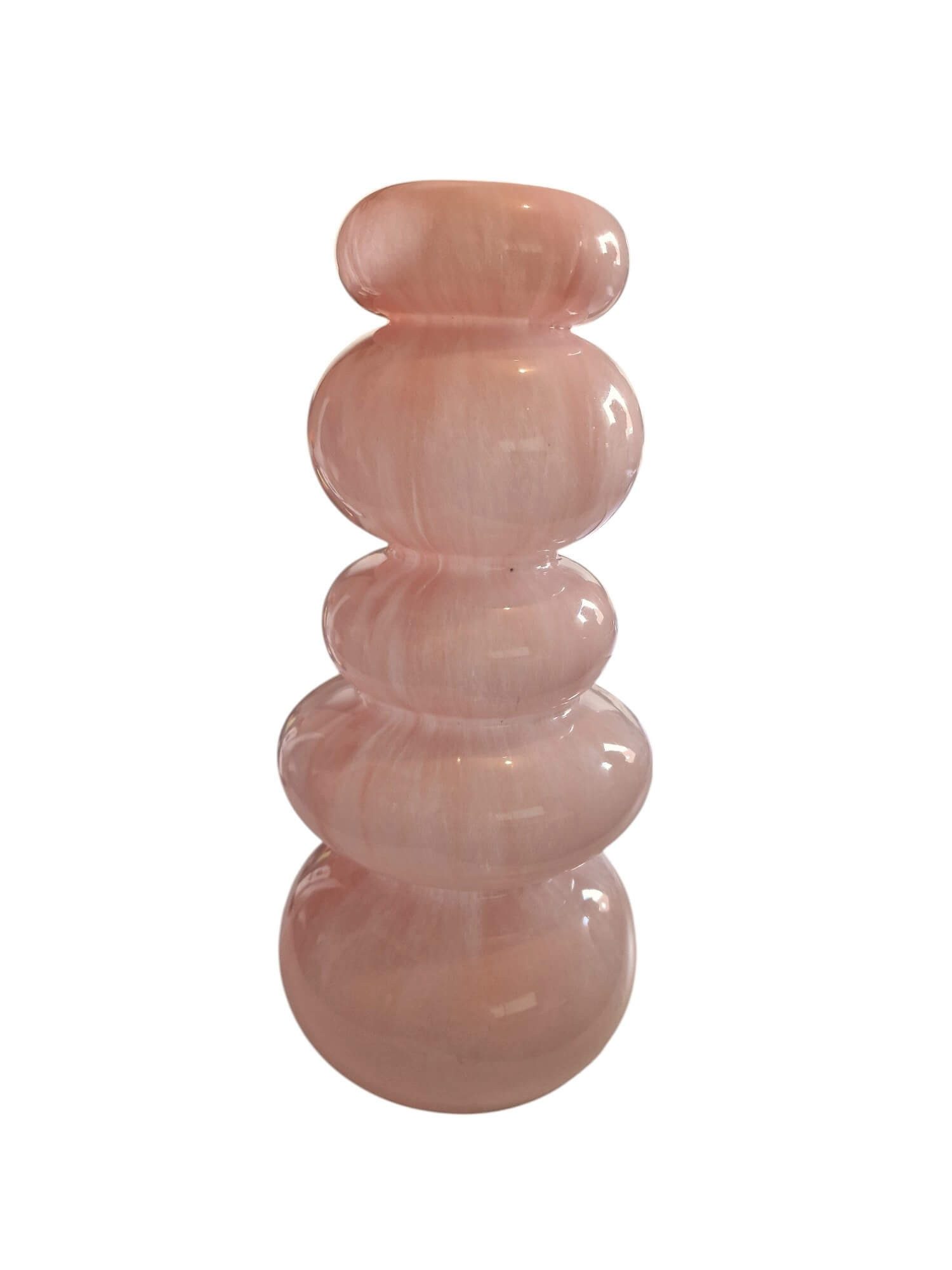 Werner Voß Kugelvase Rosa Bubble-Vase im Vintage-Look aus Glas. 30 cm Höhe und Ø 13 cm (1 Vase)