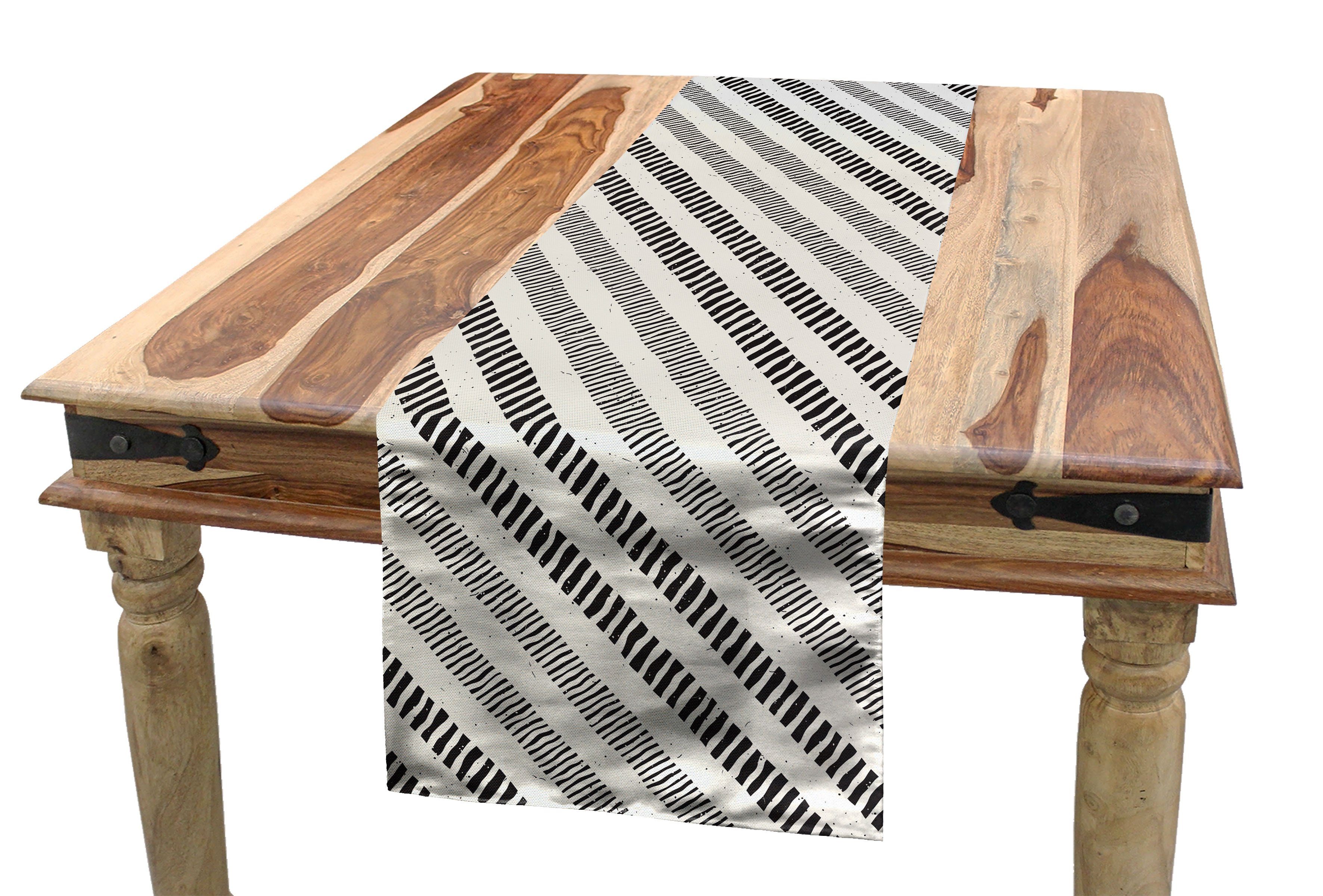 Abakuhaus Tischläufer Esszimmer Küche Rechteckiger Dekorativer Tischläufer, Geometrisch Diagonal Linie Zusammensetzung