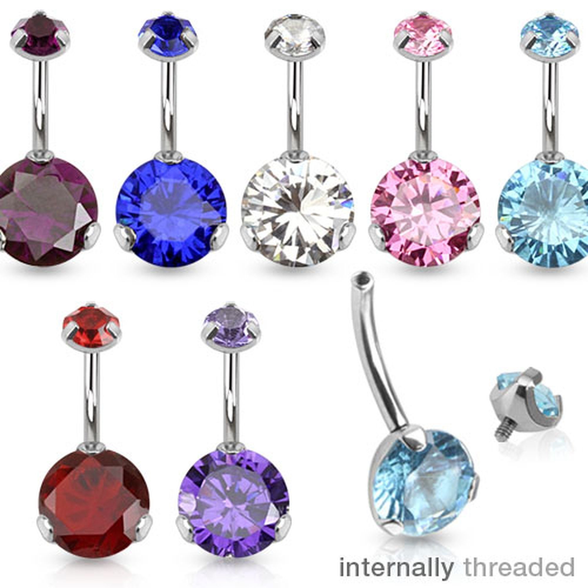Taffstyle Bauchnabelpiercing Piercing Chirurgenstahl Kristall Kugel, Bauchnabelpiercing Bauch Banane Stecker Anhänger mit Doppel 2 Kugeln