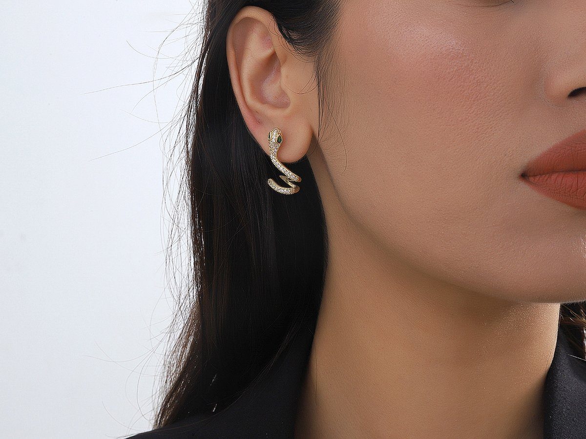 Eyecatcher Paar Ohrstecker Paar Schlange Ohrringe goldfarben mit Edelsteine günstig online kaufen