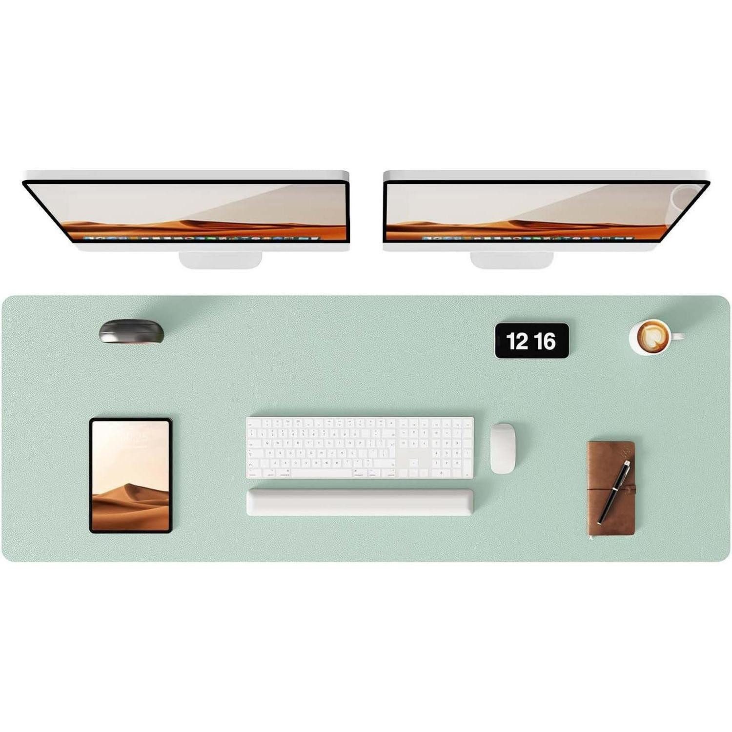 LuxusKollektion Schreibtischunterlage Schreibtischunterlage Leder Mauspad XXL Mintgrün 120 x 43 cm