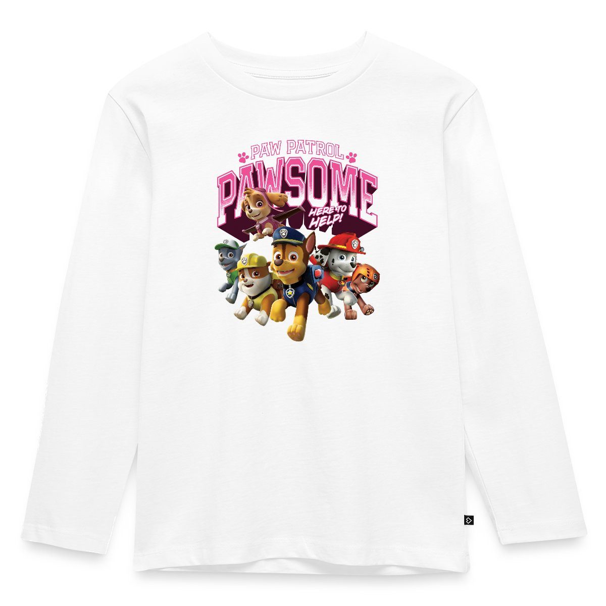 T-Shirt Paw Patrol Pawsome Here To Help Spruch Rosa Kinder Premium Langarmshir
