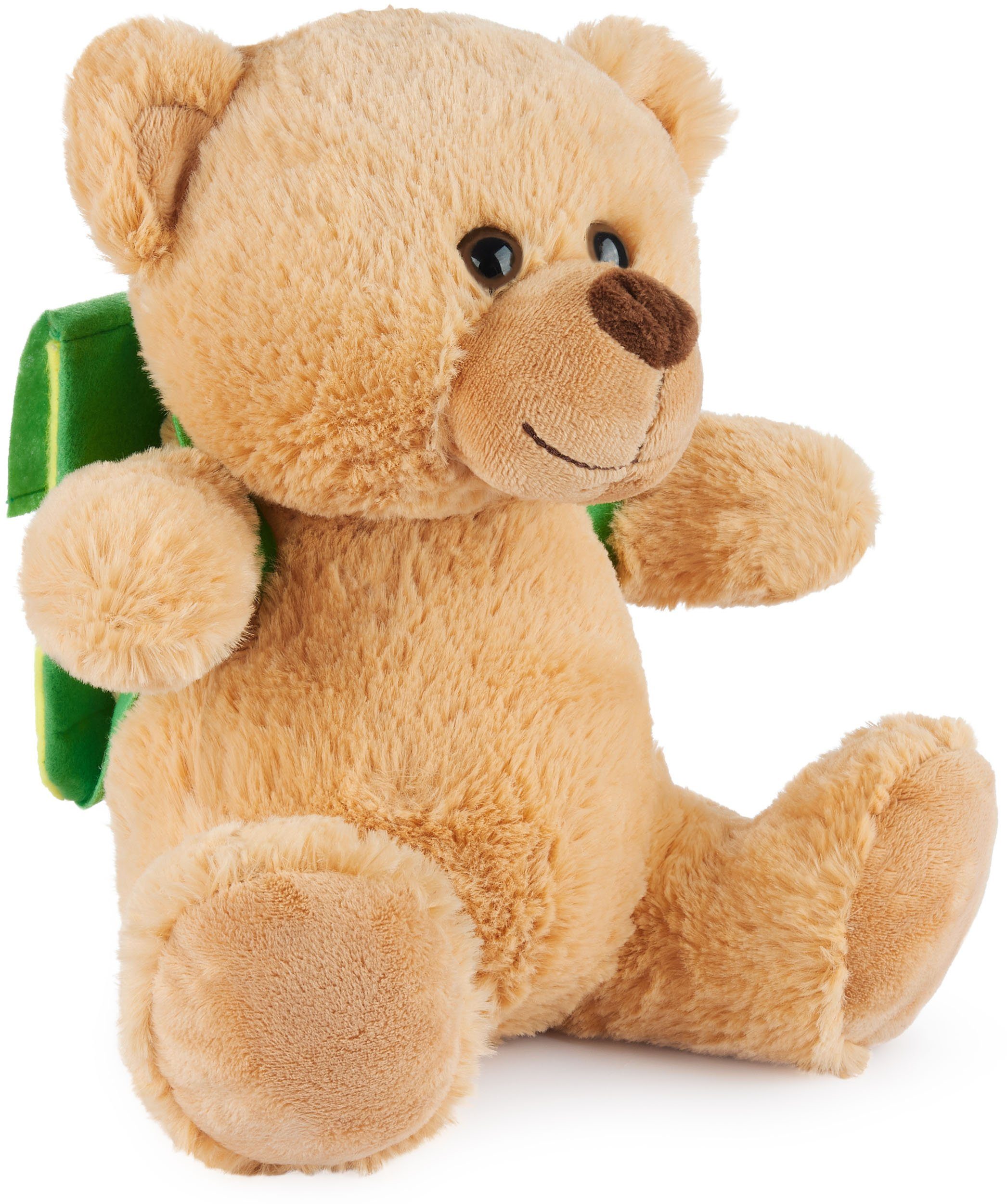BRUBAKER Kuscheltier Teddybär "Travel Buddy" - 25 cm Teddy Glücksbringer für Reisende (Plüschbär, 1-St., Stofftier mit Rucksack für Geldgeschenke), 25 cm Geschenk für Auslandsjahr, Reise oder Auslandssemester