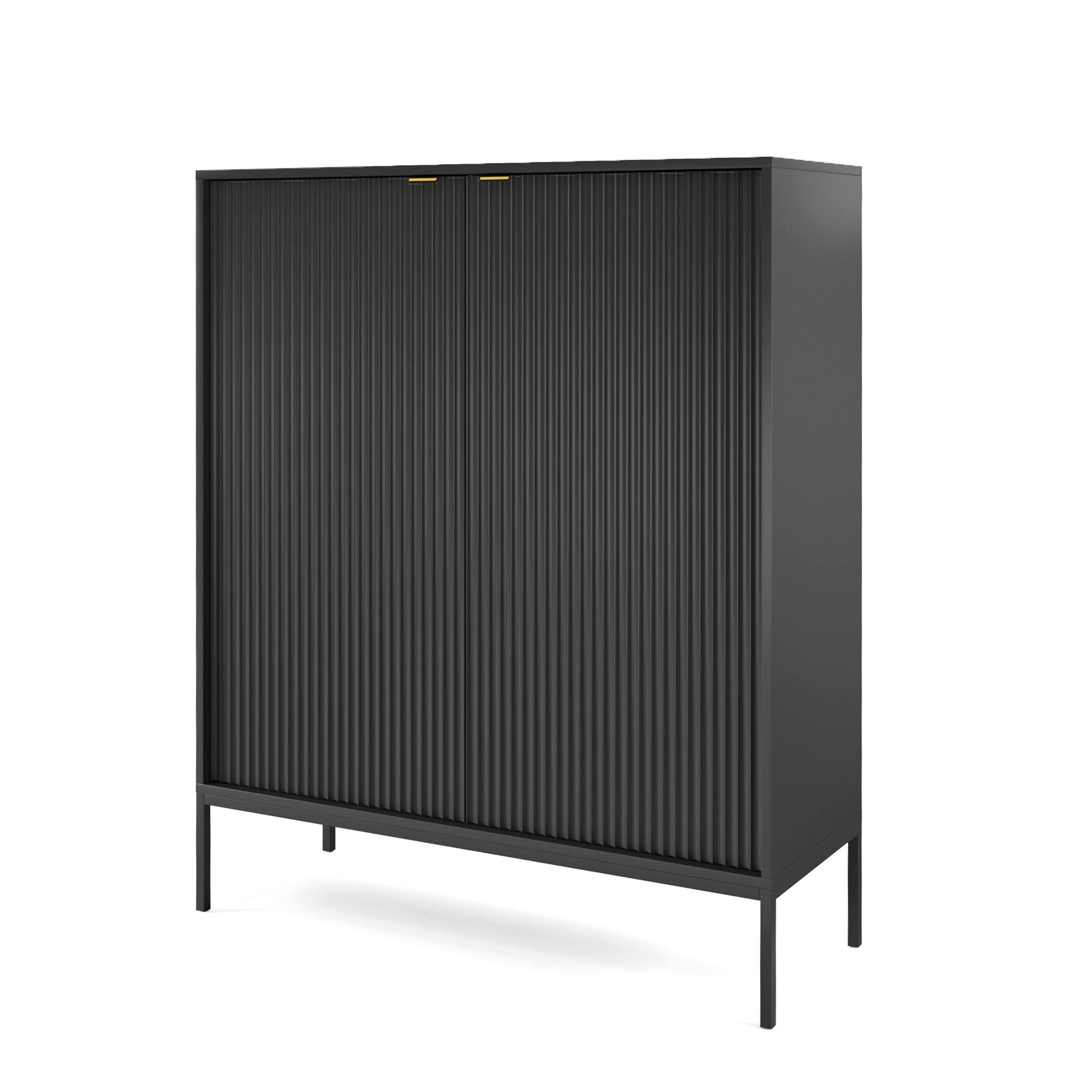 Selsey Highboard VELLORE, 2-türig mit 6 Fächern, schwarzem Gestell, 125 cm hoch
