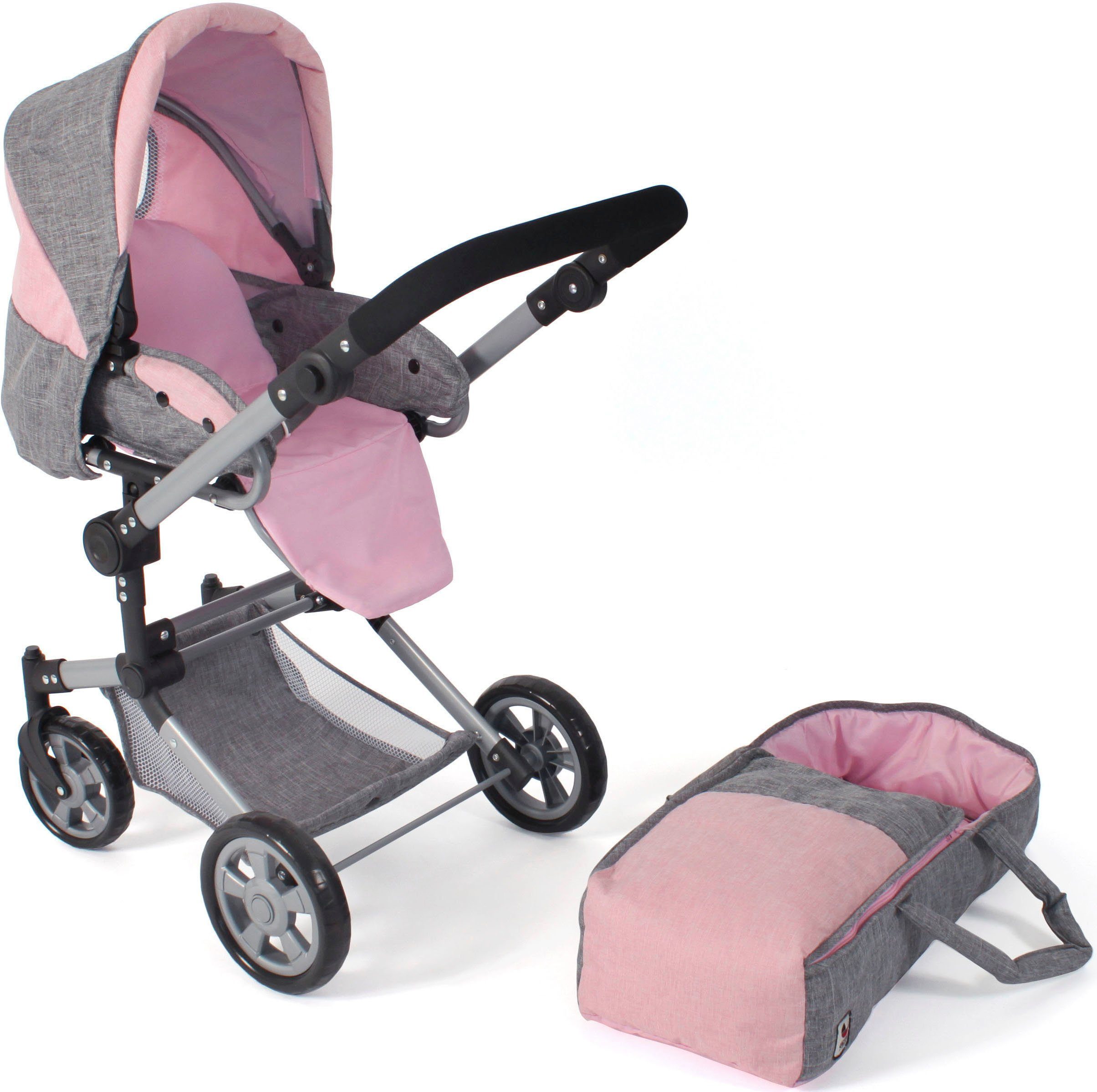 CHIC2000 Kombi-Puppenwagen Jara, Melange Rosa, zusammenklappbar günstig online kaufen