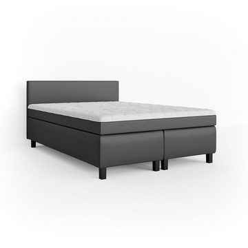 VitaliSpa® Boxspringbett Doppelbett Ehebett 140x200cm Philly Topper Schwarz