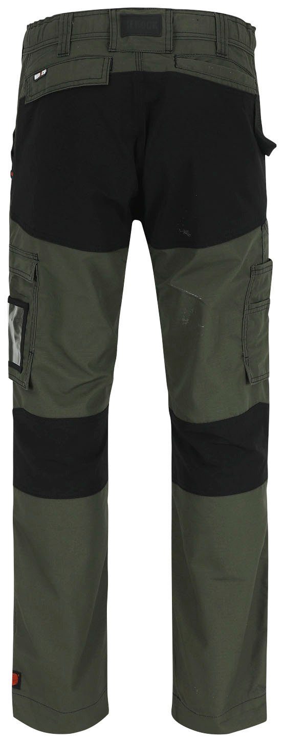 Arbeitshose 4-Wege-Stretch, Hector Herock Knietaschen verdeckter Knopf, verstärkte khaki Hoses Multi-Pocket,