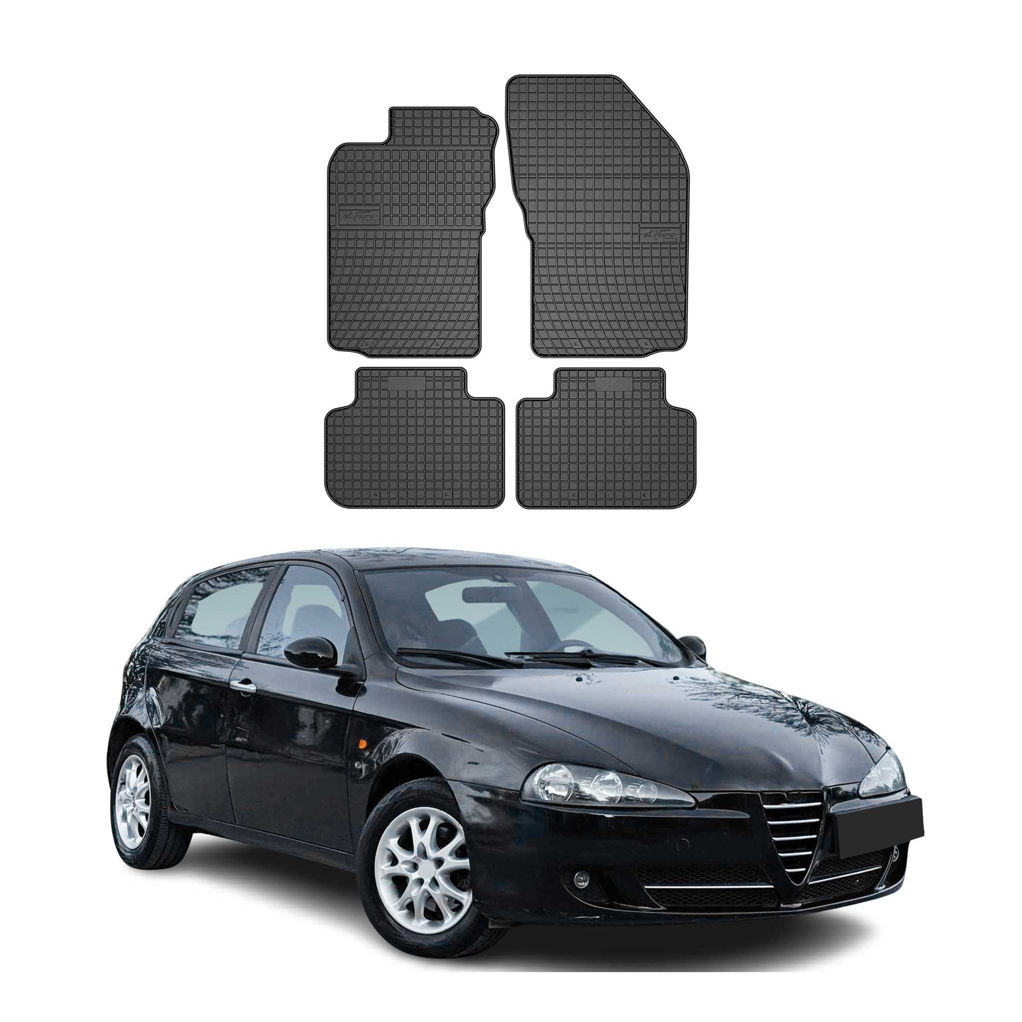 OMAC Auto-Fußmatten für Alfa Romeo 156 147 2000-2010 Gummi Schwarz 4 tlg (4 St), Antirutsch,Wasserfest,Einfache Installation