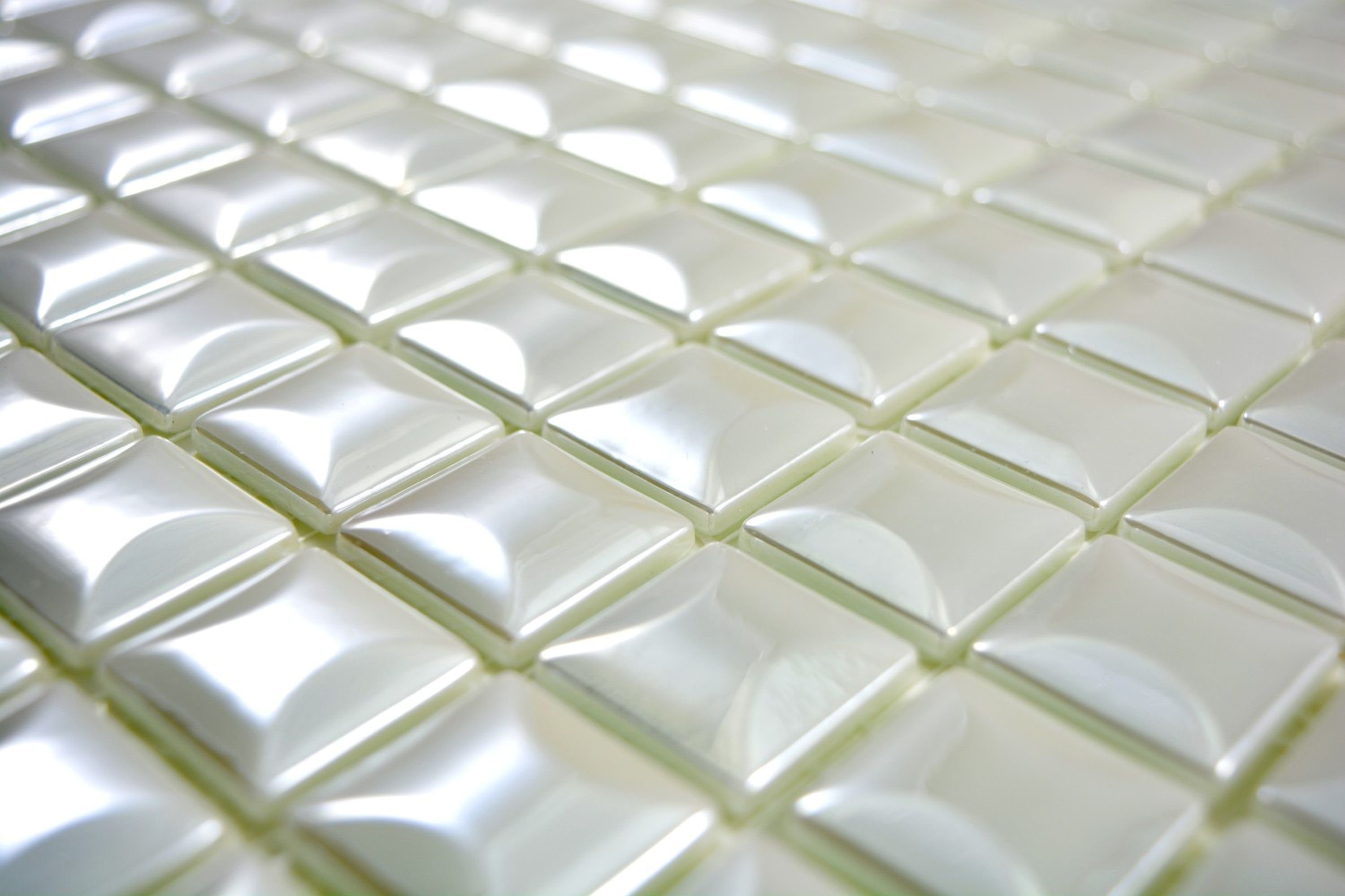Mosani Mosaikfliesen Recycling glänzend 10 Mosaikmatten Mosaikfliesen Glasmosaik weiß 