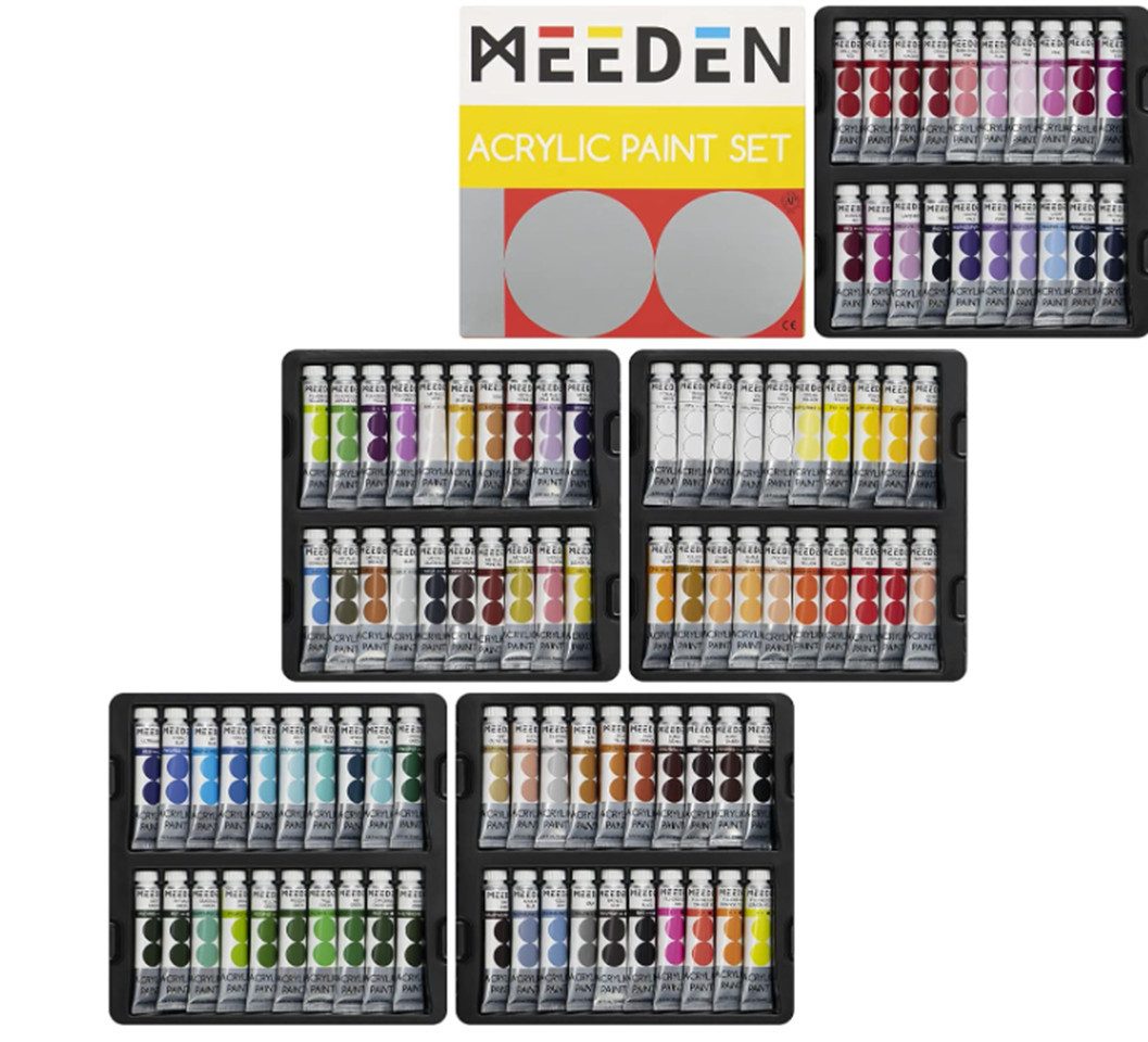 TSE Acrylfarbe MEEDEN Set 100 Farben à 12 ml hochpigmentierte Künstlerfarben DIY