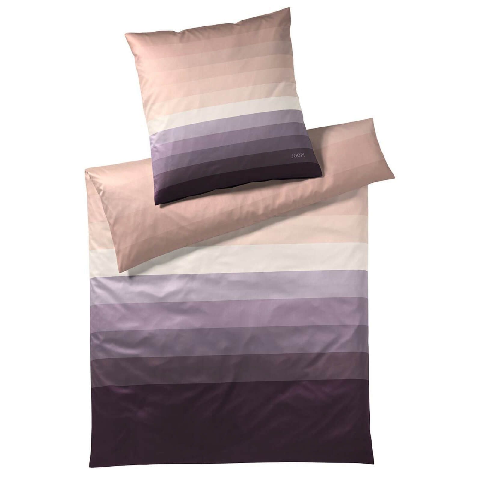 JOOP! Bettwäsche Horizon 4100 1 Powdered Berry, Mako-Satin, 2 teilig, Streifen, Gestreift, Linien, Balken