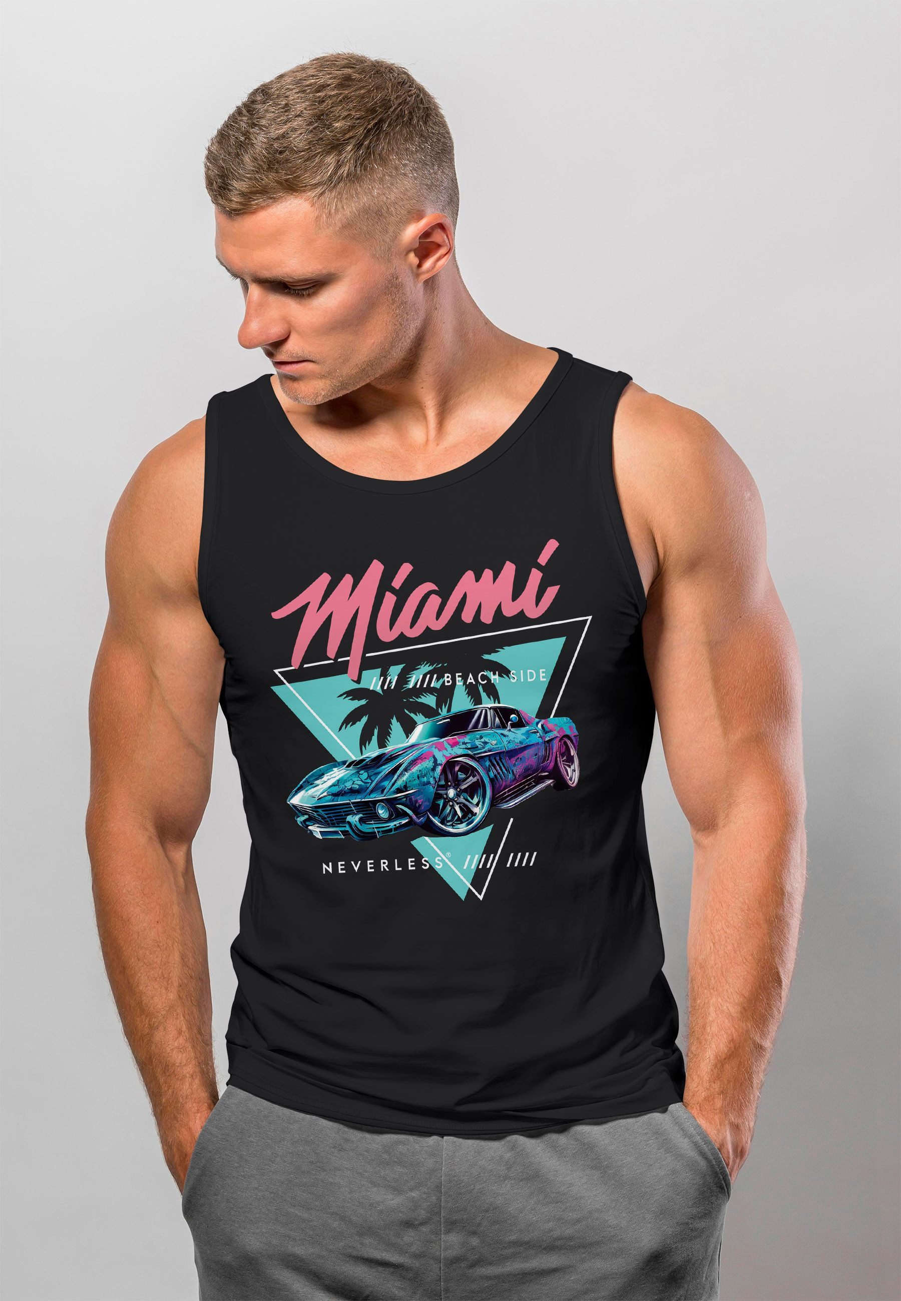 Neverless Tanktop Herren Tank-Top Bedruckt Miami günstig online kaufen