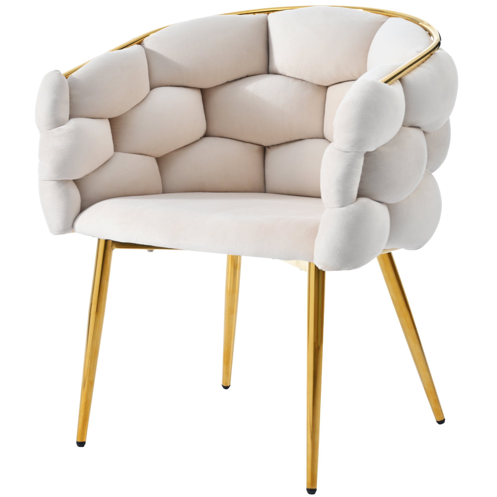 Ulife Polsterstuhl Luxus-Samtstühle mit Metallbeinen Bubble Stühle (1 St) Beige | Beige