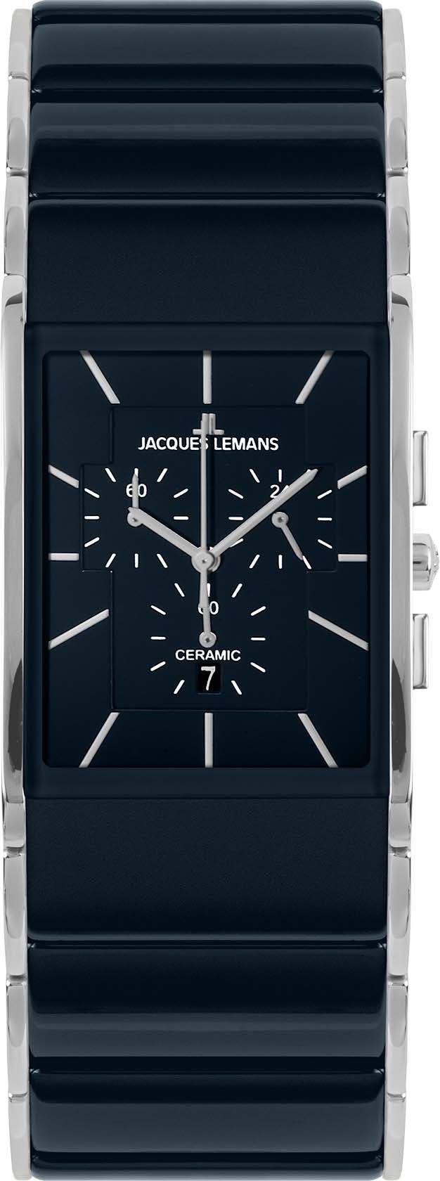 Jacques Lemans Chronograph Dublin 1-1941F, Quarzuhr, Armbanduhr, Damenuhr, Herrenuhr, Keramik, Stoppfunktion