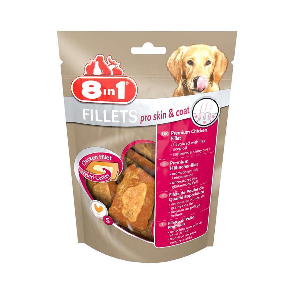 8in1 Fillets Pro Skin & Coat 80 g, Snack für: Hund
