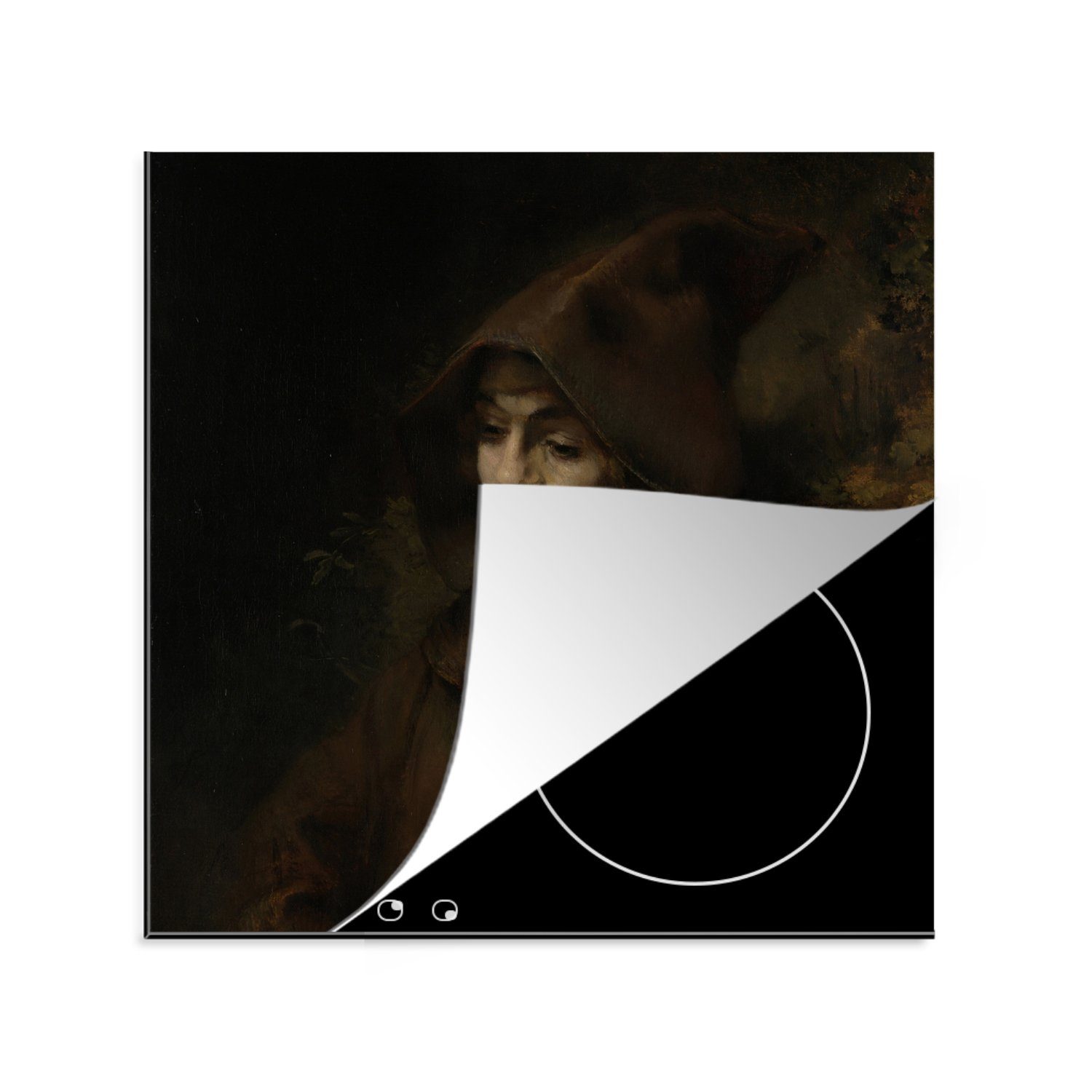 MuchoWow Herdblende-/Abdeckplatte 78x78 tlg), Gemälde - Titus (1 Habit Rijn, Arbeitsplatte küche Vinyl, von Rembrandt cm, van für im Ceranfeldabdeckung
