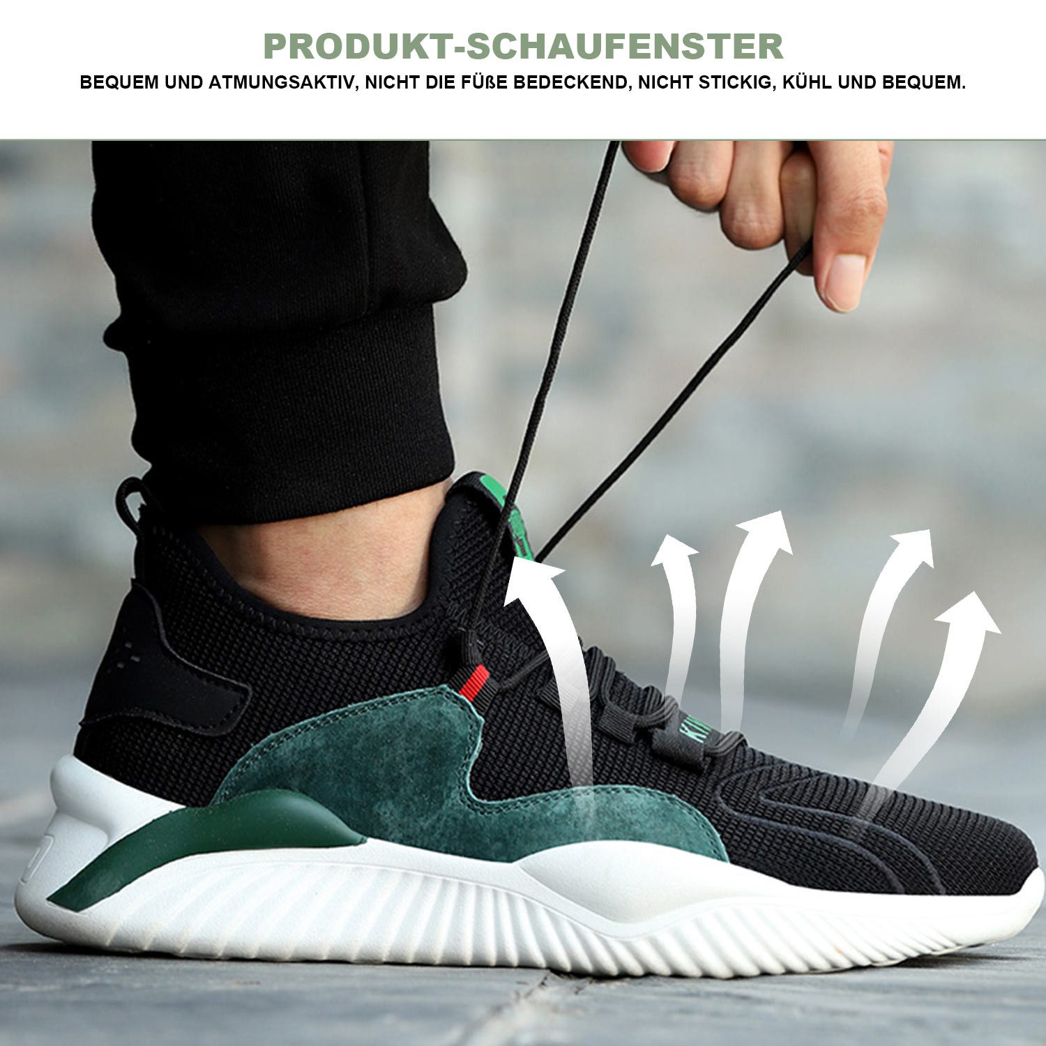 Refttenw Anti-Smash-und Anti-Pannen-Arbeitsschuhe,Sicherheitsschuh,atmungsaktiv Sicherheitsschuh Breitere Stahlkopfkonstruktion