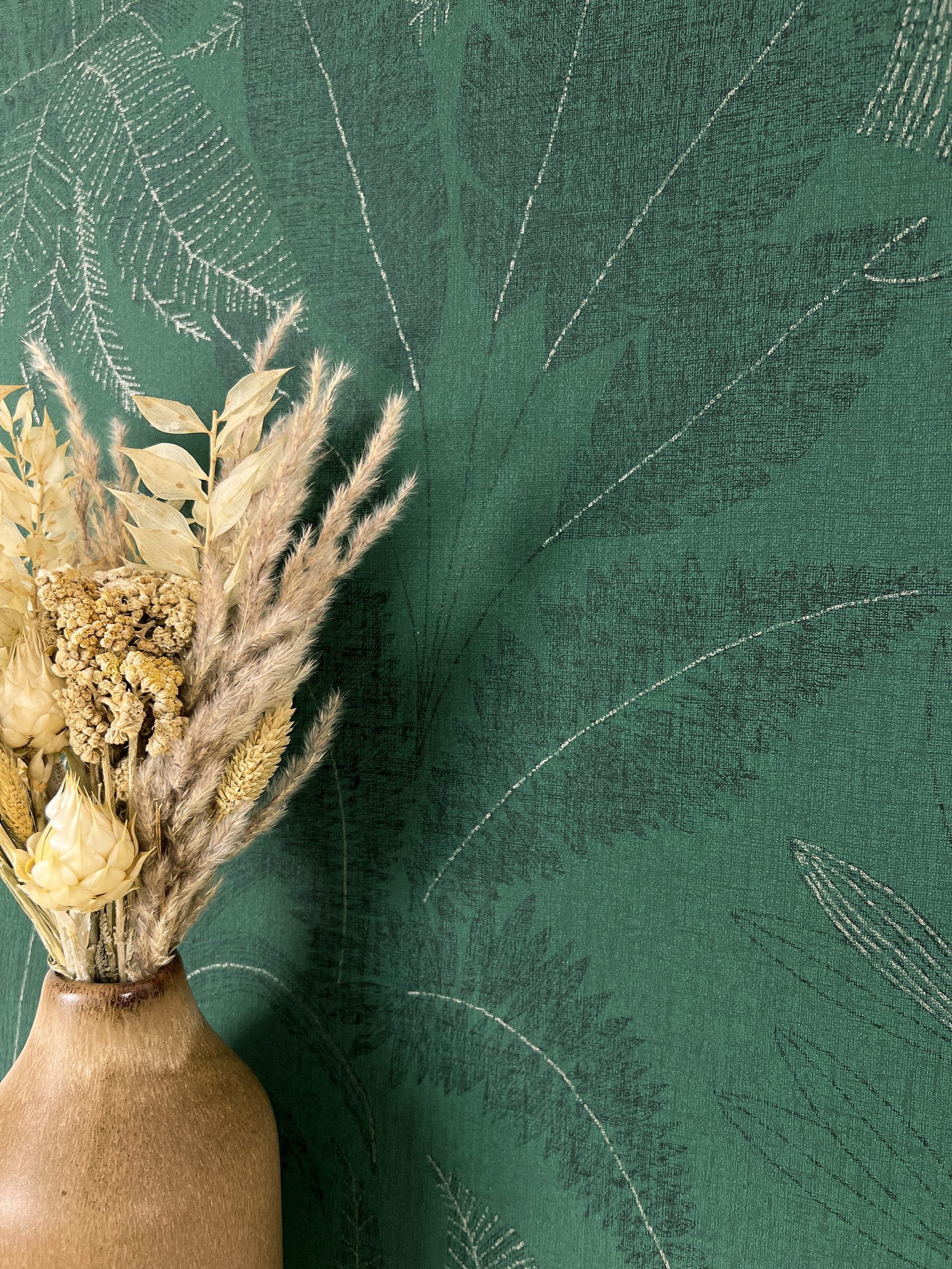 Newroom Vliestapete, Grün Tapete Modern Dschungel - Mustertapete Blumentape günstig online kaufen