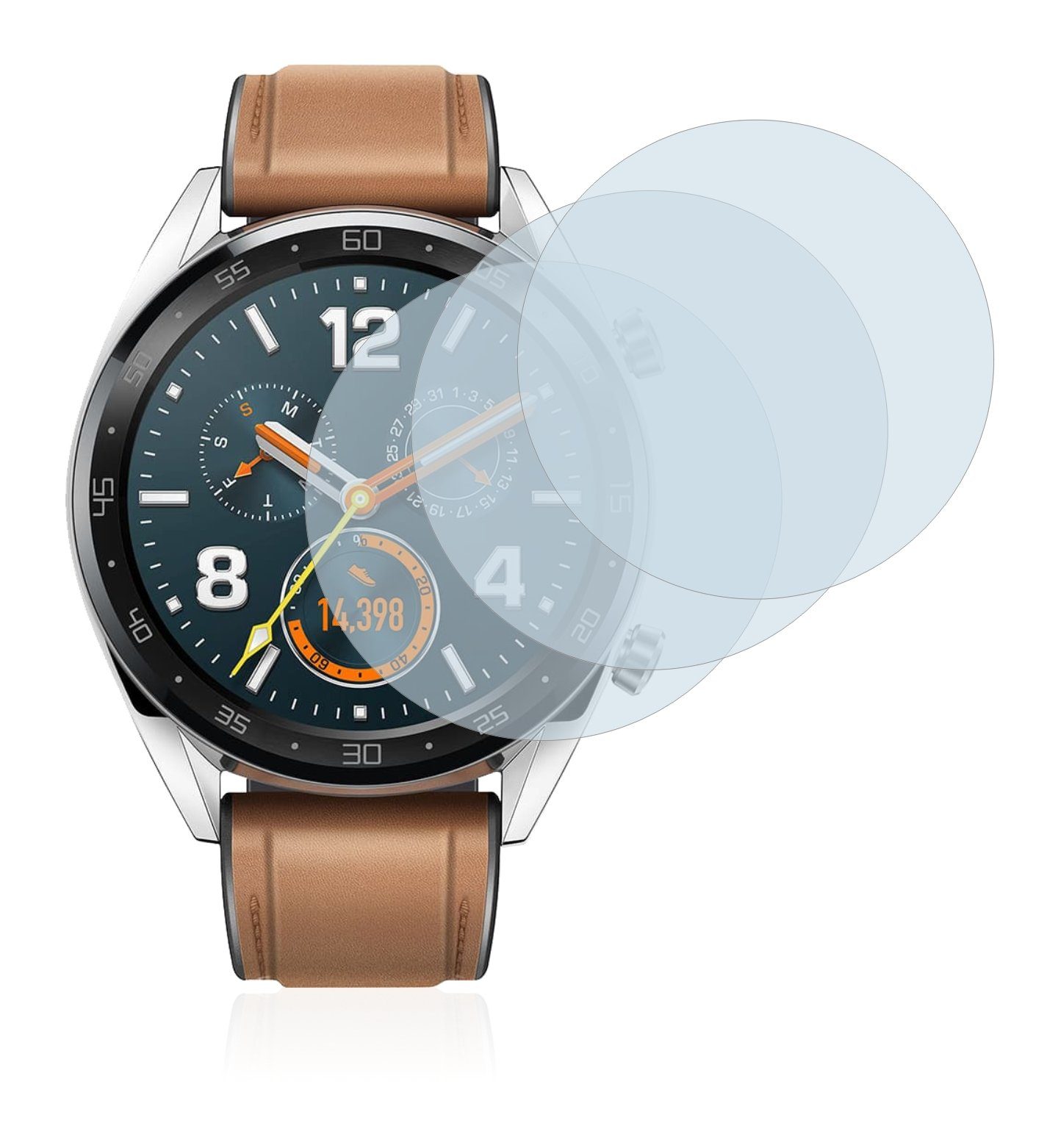 Savvies Panzerglas für Huawei Watch GT Classic, Displayschutzglas, 3 Stück,  Schutzglas Echtglas 9H Härte klar Anti-Fingerprint