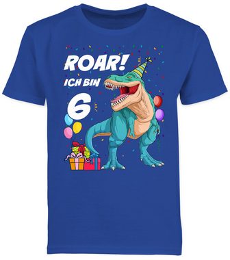 Shirtracer T-Shirt Ich bin 6 Jahre - T-Rex Dinosaurier Dino 6. Geburtstag