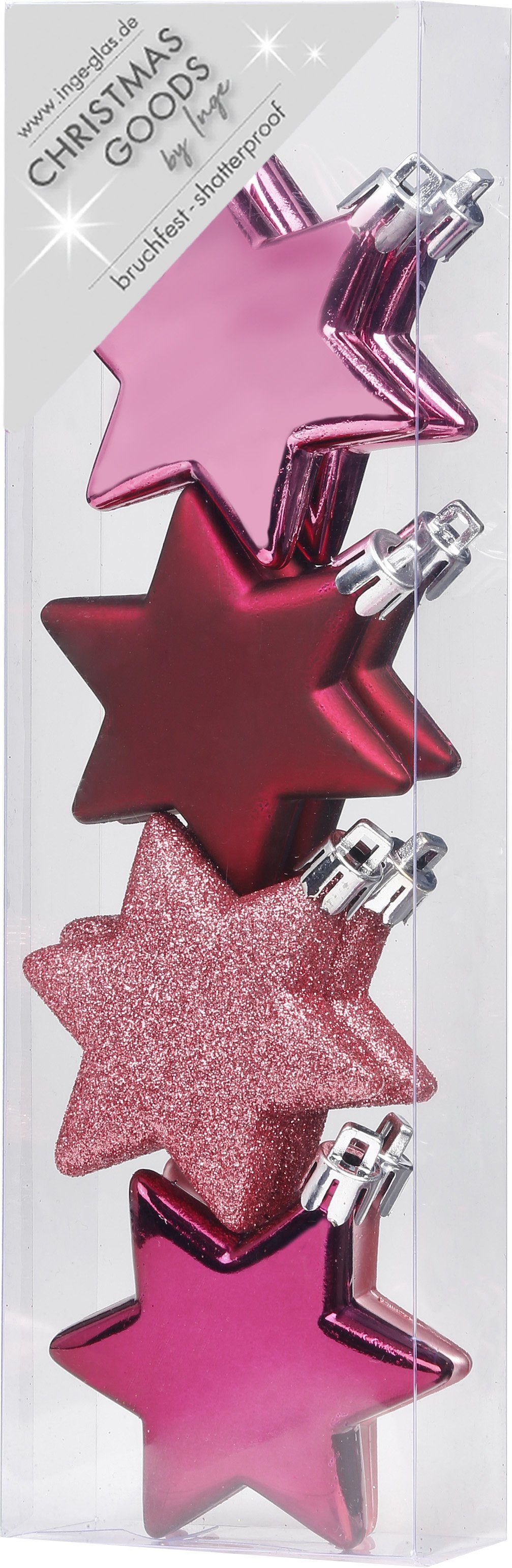 Kunststoff Berry Set 8er Sterne 6cm MAGIC Inge Christbaumschmuck, Kiss - Christbaumschmuck by