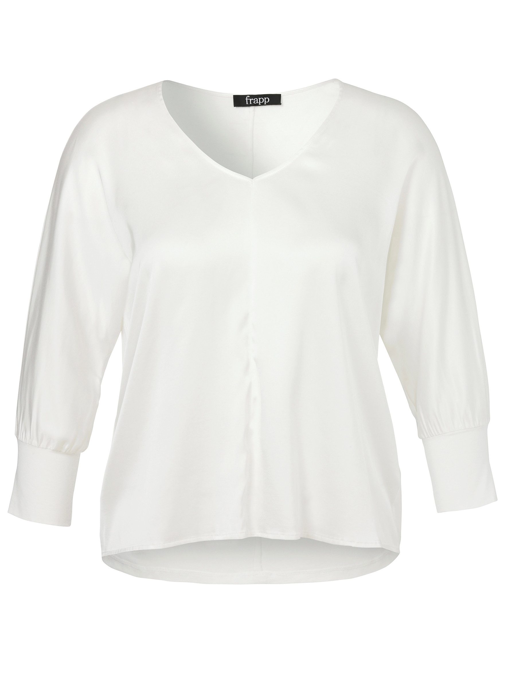 VIA APPIA Langarmbluse Bluse V-Ausschnitt 3/4 Arm Materialmix