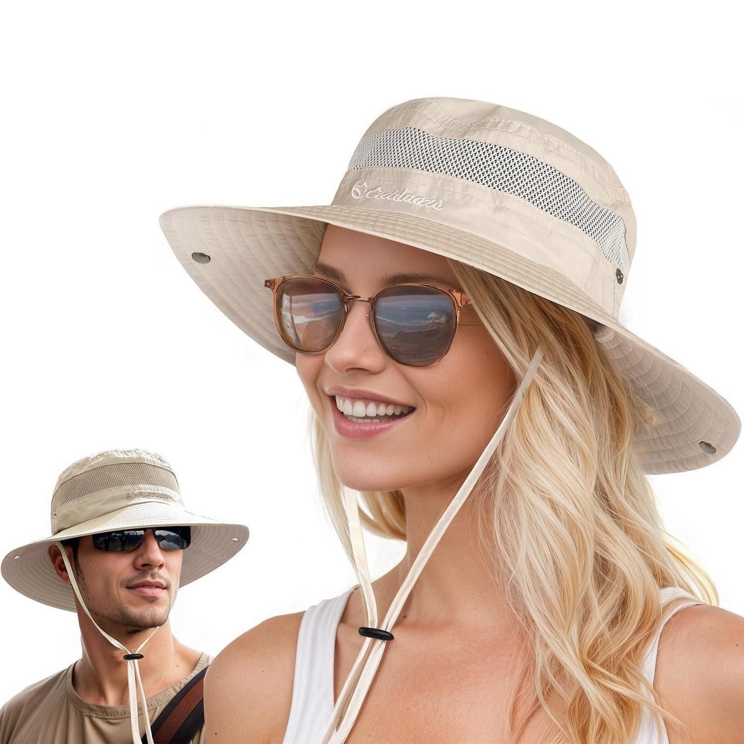 LuxusKollektion Sonnenhut Sonnenhut Faltbar Unisex UV50 Damen Herren Outdoor Safari 1-Beige