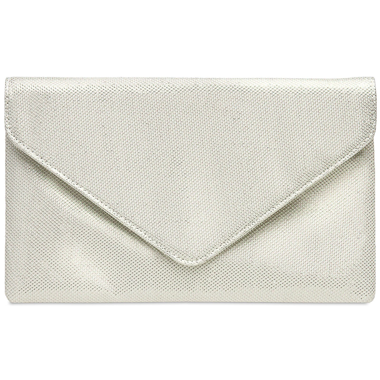 CASPAR TA400 Damen elegante Glitzer Stoff Envelope Clutch Tasche/Abendtasche mit langer Kette 