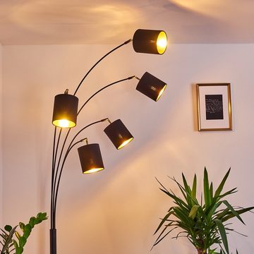 hofstein Stehlampe »Vellai« Stehleuchte aus Metall/Stoff in Schwarz/Gold, ohne Leuchtmittel, 5xE14, moderne Leuchte verstellbare Leuchtenköpfe und Fußschalter