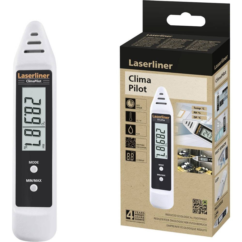 LASERLINER Hygrometer ClimaPilot Luftfeuchtigkeits- und Temperaturdatenlogger 082.034E