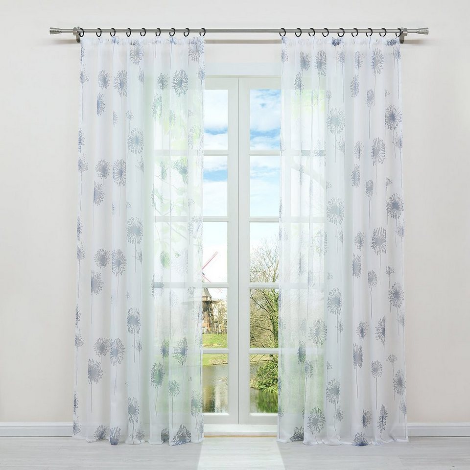 Vorhang, Joyswahl, Kräuselband (1 St), transparent, Pusteblumen Muster,  Voile Schal, H/B 175/140 cm