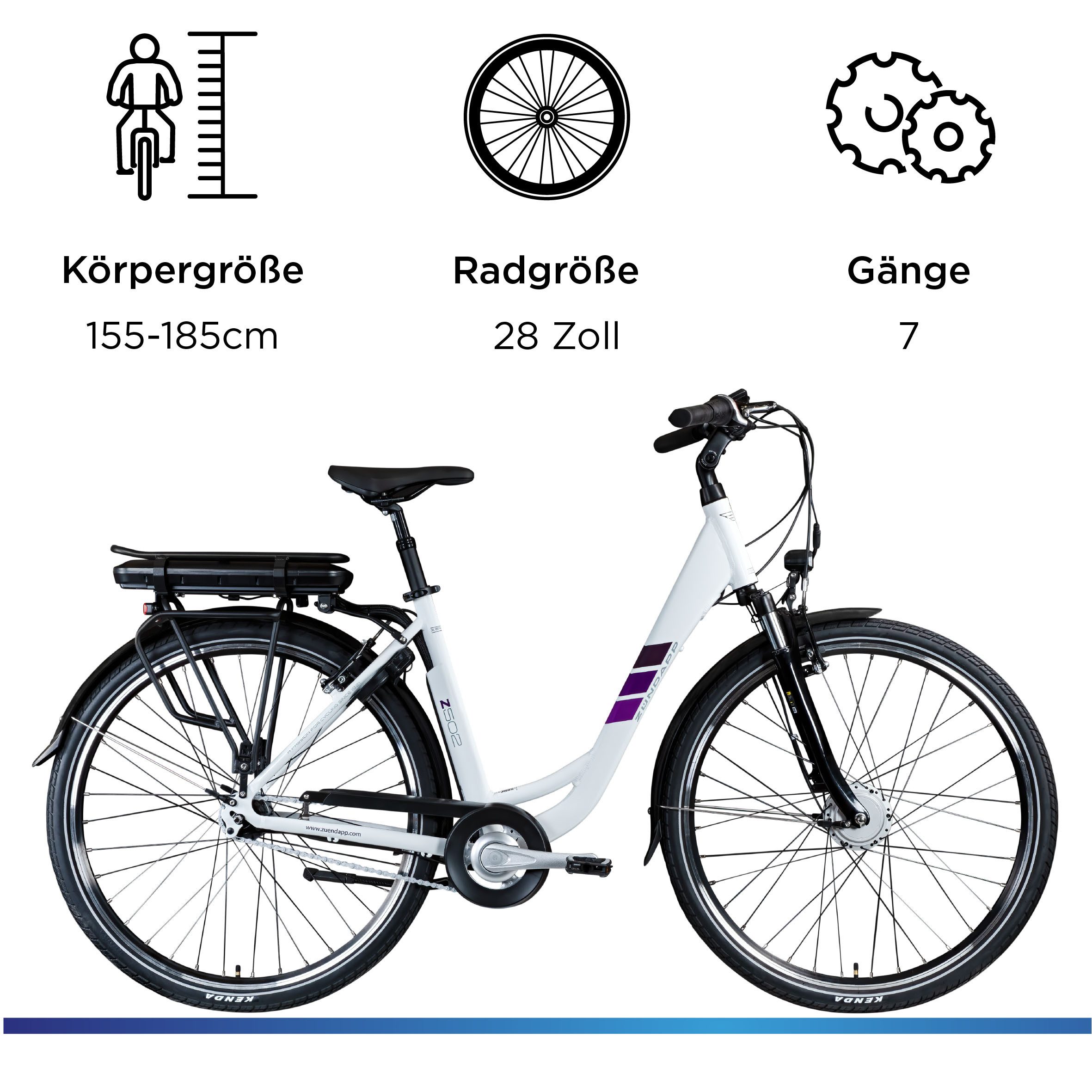Zündapp E-Bike Cityrad Z502, 7 Gang, Nabenschaltung, Frontmotor, 522 Wh, Pedelec, Elektrofahrrad für Damen und Herren