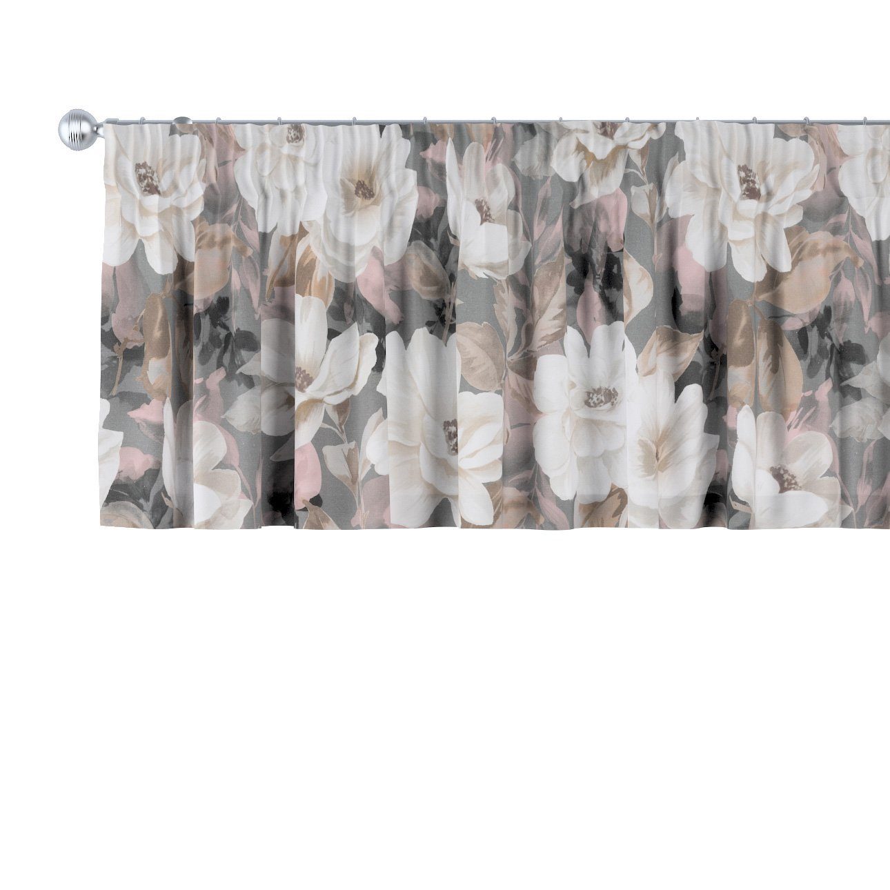 Vorhang mit Kräuselband 130 x 40 cm, Gardenia, Dekoria grau-rosa